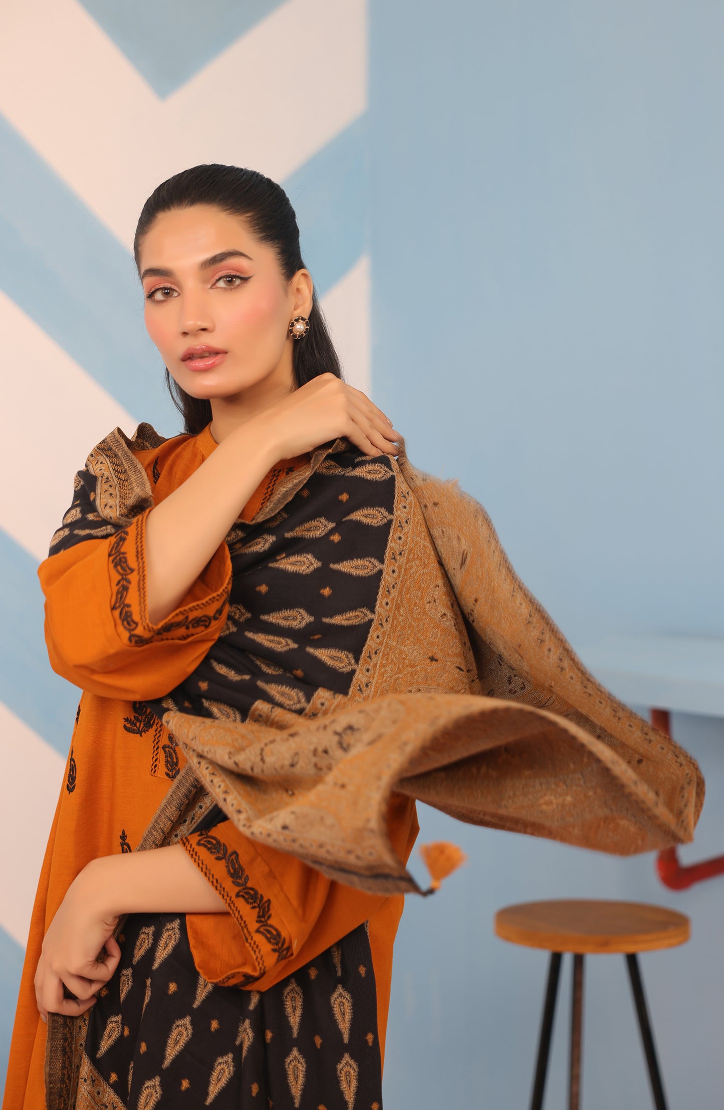 OTL-23-211/S TURQUOISE KHADDAR Women READY TO WEAR SHIRT DUPATTA PANTS