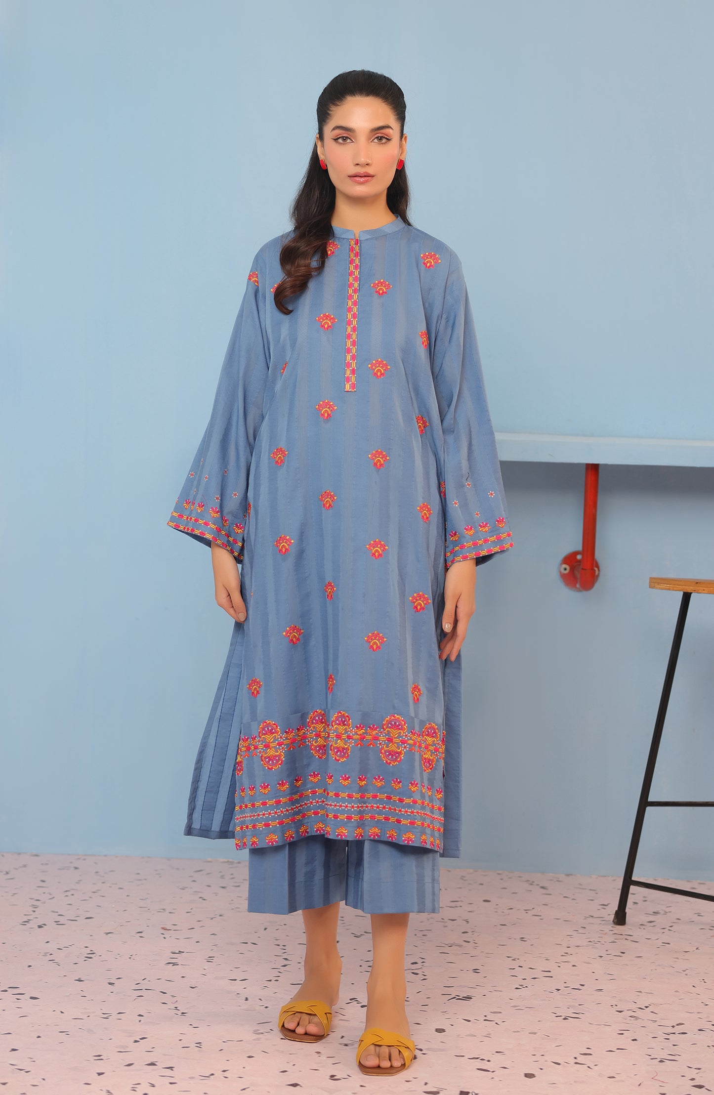 Stitched 2 Piece Embroidered Jacquard Shirt and Jacquard Pant (WRHJ23W-2023)
