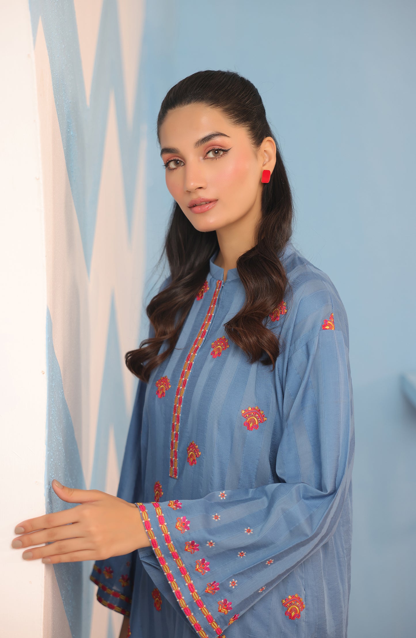 Stitched 2 Piece Embroidered Jacquard Shirt and Jacquard Pant (WRHJ23W-2023)