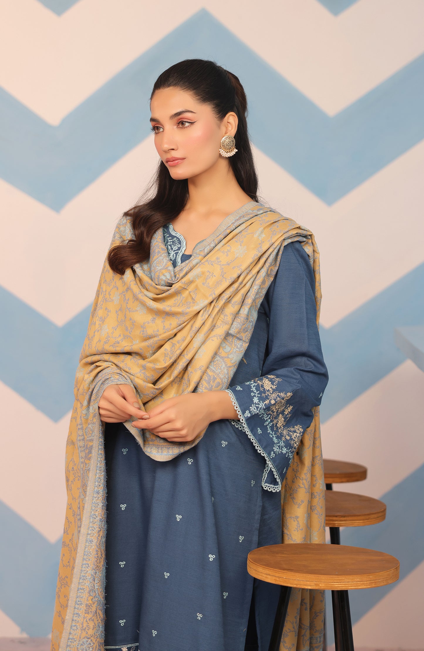 OTL-23-211/S TURQUOISE KHADDAR Women READY TO WEAR SHIRT DUPATTA PANTS