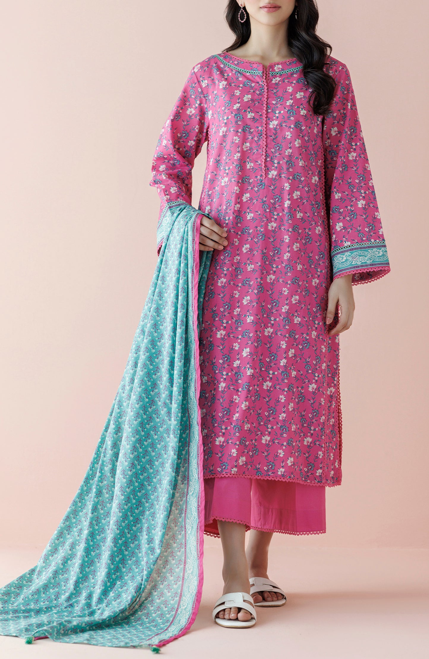 OTL-24-232/U PINK LAWN Women UNSTITCHED SHIRT DUPATTA PANTS