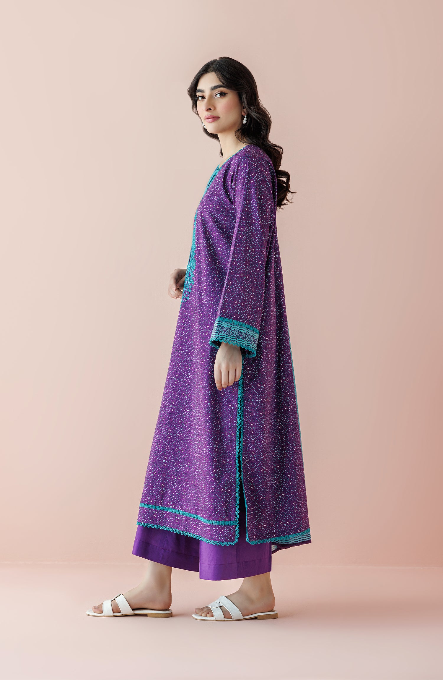 Unstitched 3 Piece Printed Embroidered Lawn Shirt , Cambric Pant and Lawn Dupatta (OTL-24-061/U MIDNIGHT PLUM)