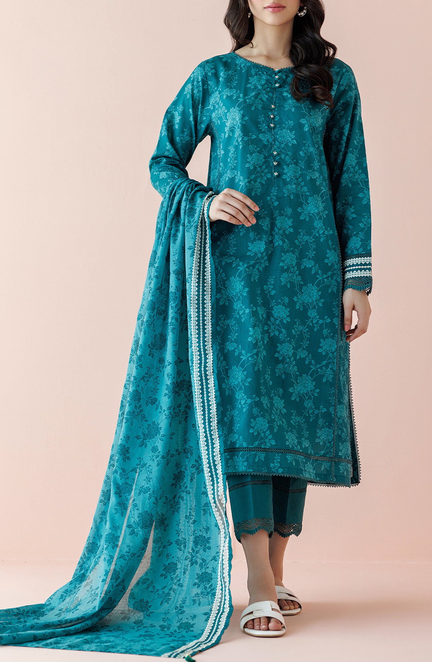 OTL-24-240/U TEAL LAWN Women UNSTITCHED SHIRT DUPATTA PANTS