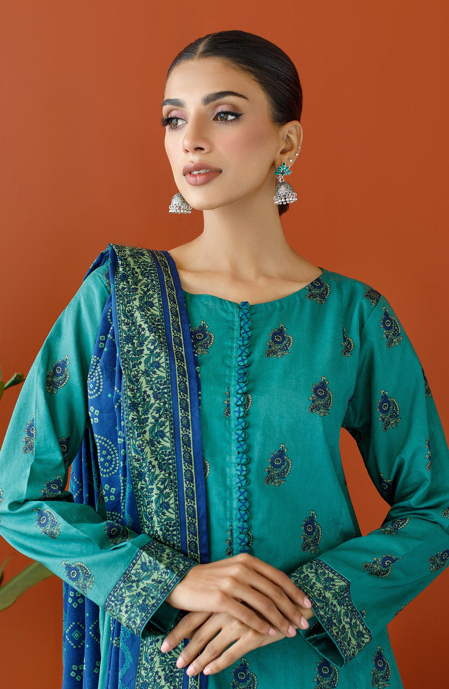 OTL-23-132/U GREEN CAMBRIC Women UNSTITCHED SHIRT DUPATTA PANTS