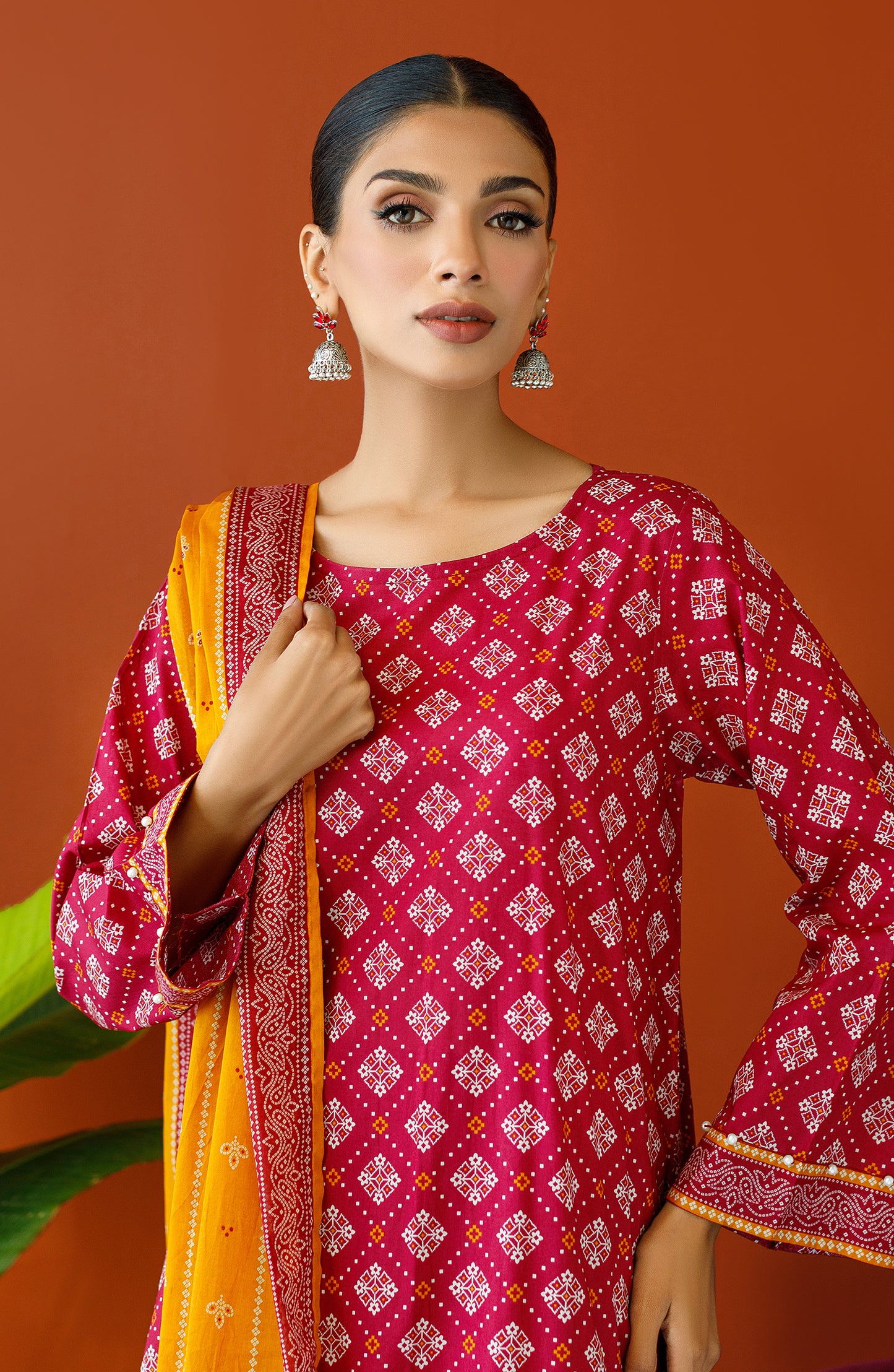 OTL-23-149/U MAROON CAMBRIC Women UNSTITCHED SHIRT DUPATTA PANTS