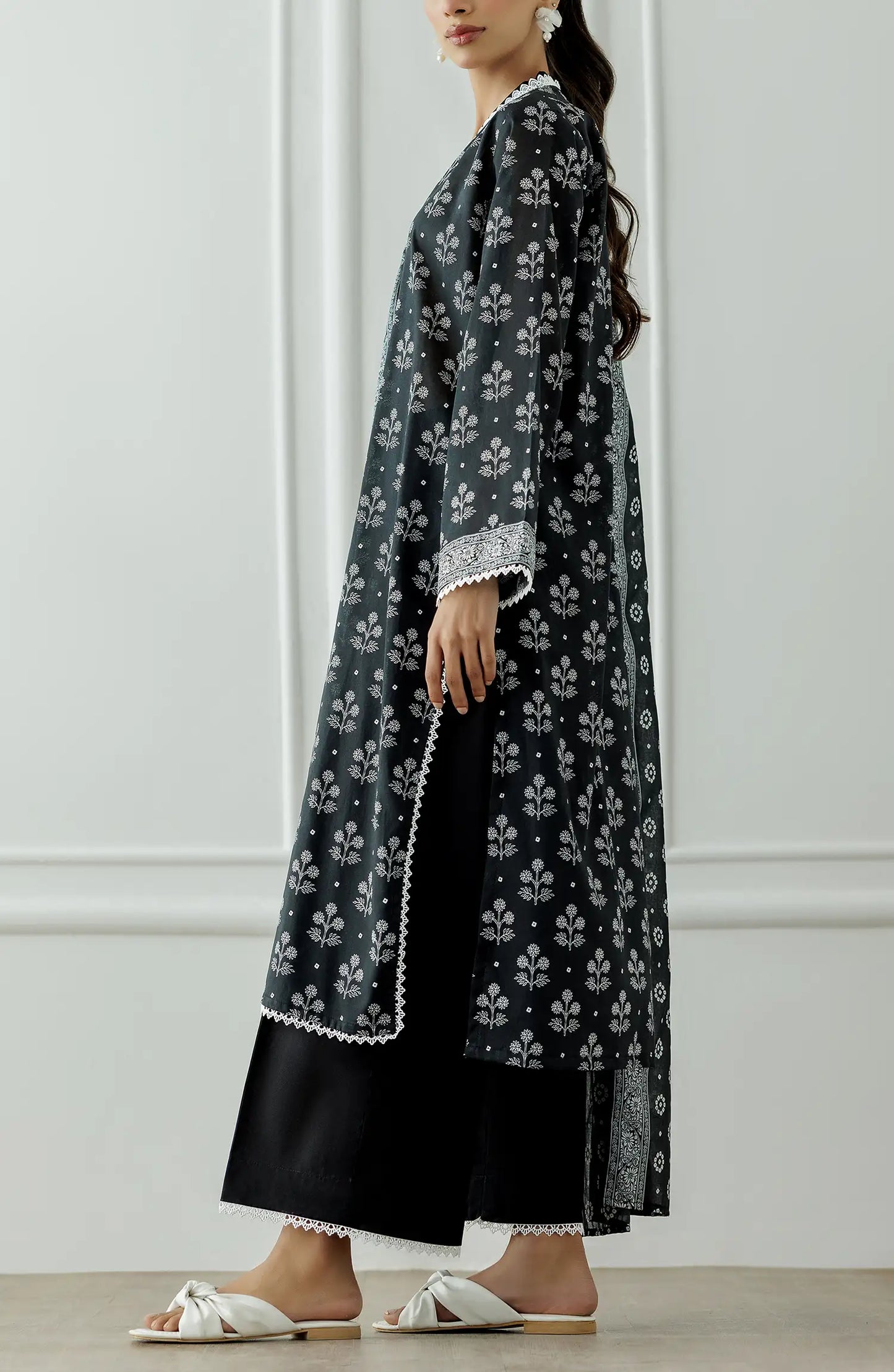 Unstitched | 3 Piece | Printed | Lawn Shirt | OTL-20755/U BLACK