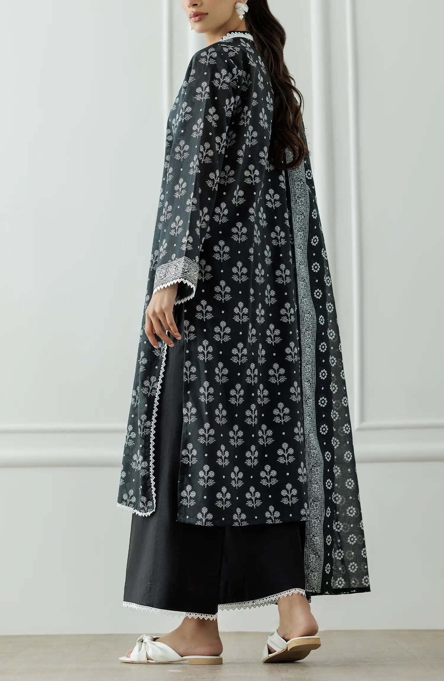Unstitched | 3 Piece | Printed | Lawn Shirt | OTL-20755/U BLACK