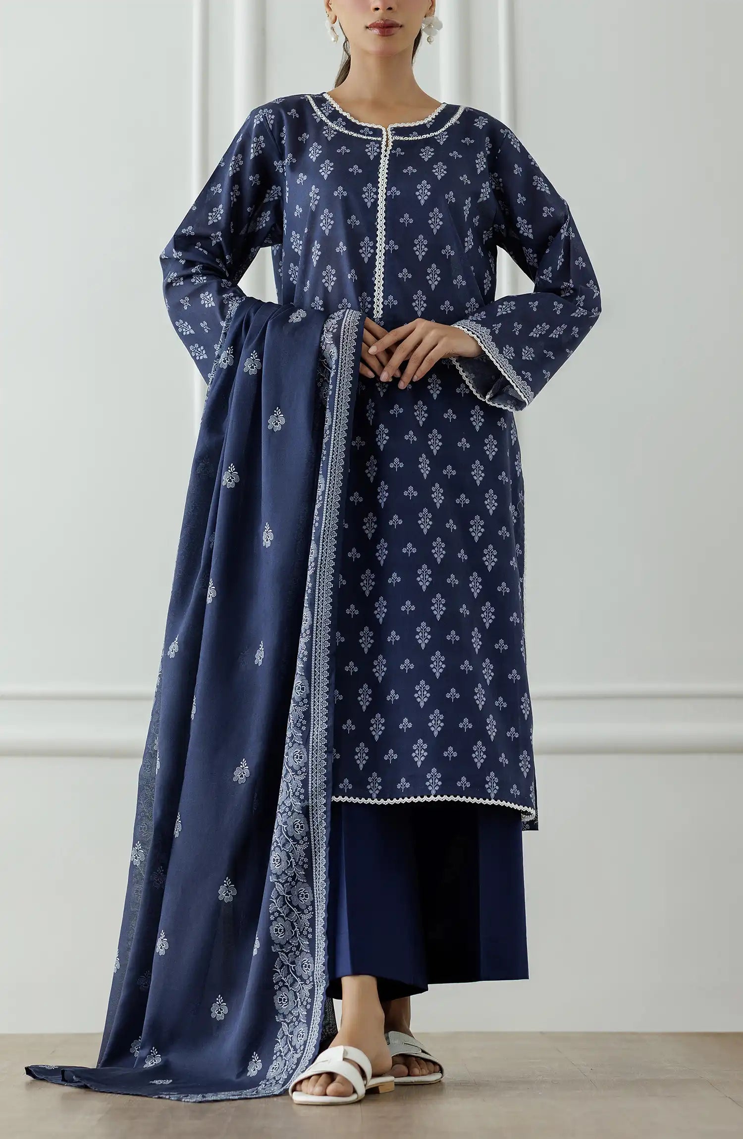 Unstitched | 3 Piece | Printed | Lawn Shirt | OTL-20795/U BLUE