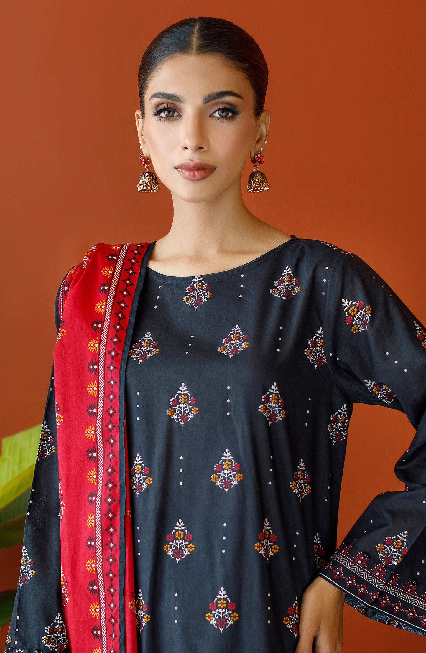 OTL-23-170/U BLACK CAMBRIC Women UNSTITCHED SHIRT DUPATTA PANTS