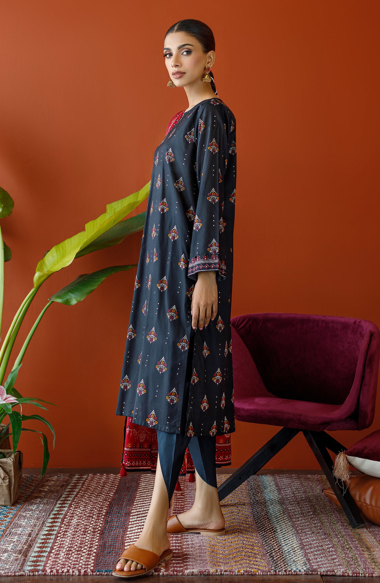 OTL-23-170/U BLACK CAMBRIC Women UNSTITCHED SHIRT DUPATTA PANTS