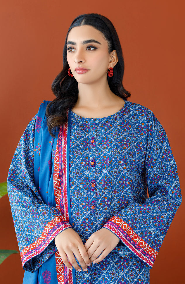 OTL-23-211/S TURQUOISE KHADDAR Women READY TO WEAR SHIRT DUPATTA PANTS