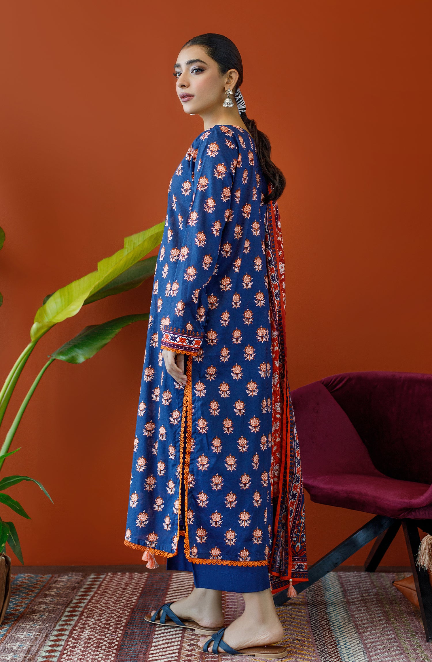 OTL-23-193/U BLUE CAMBRIC Women UNSTITCHED SHIRT DUPATTA PANTS