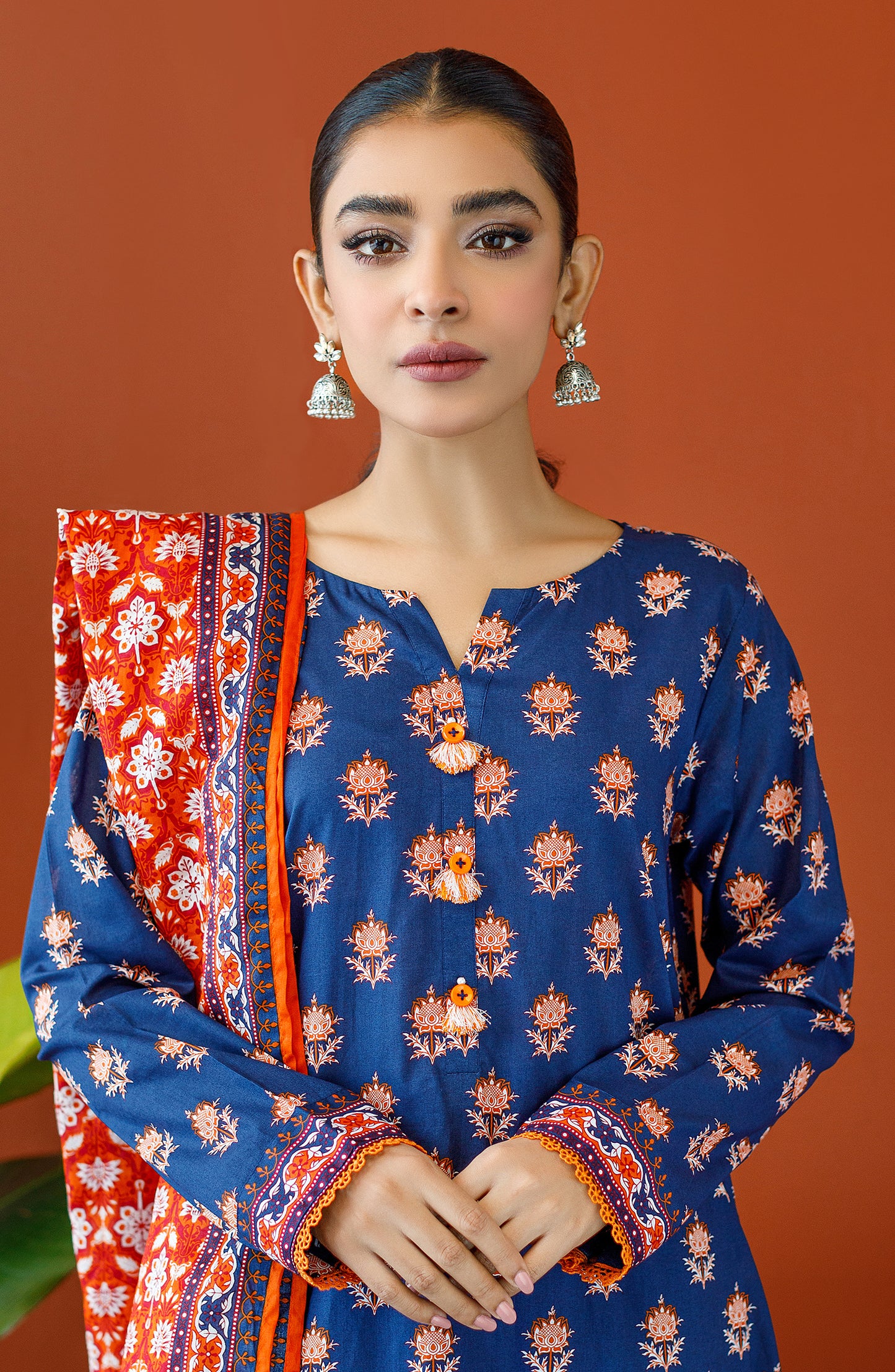 OTL-23-193/U BLUE CAMBRIC Women UNSTITCHED SHIRT DUPATTA PANTS