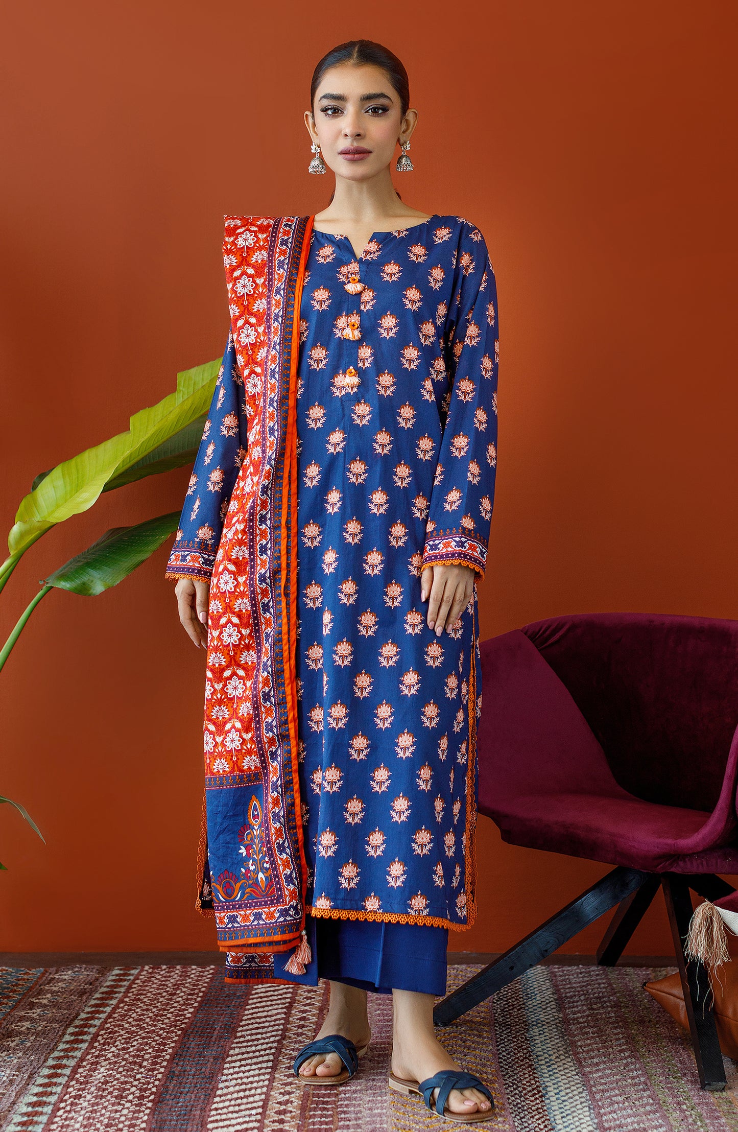 OTL-23-193/U BLUE LAWN Women UNSTITCHED SHIRT DUPATTA PANTS