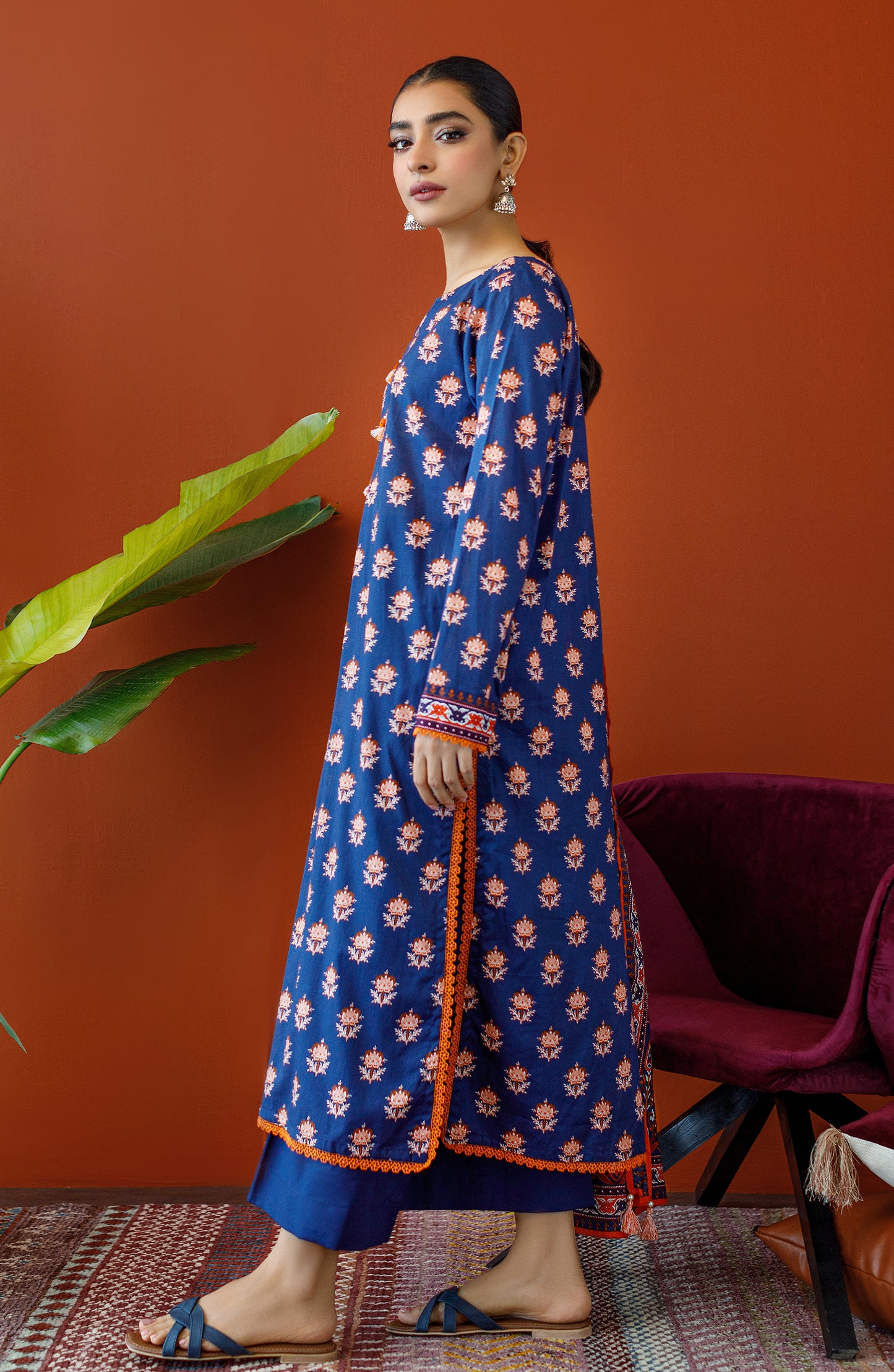 OTL-23-193/U BLUE CAMBRIC Women UNSTITCHED SHIRT DUPATTA PANTS