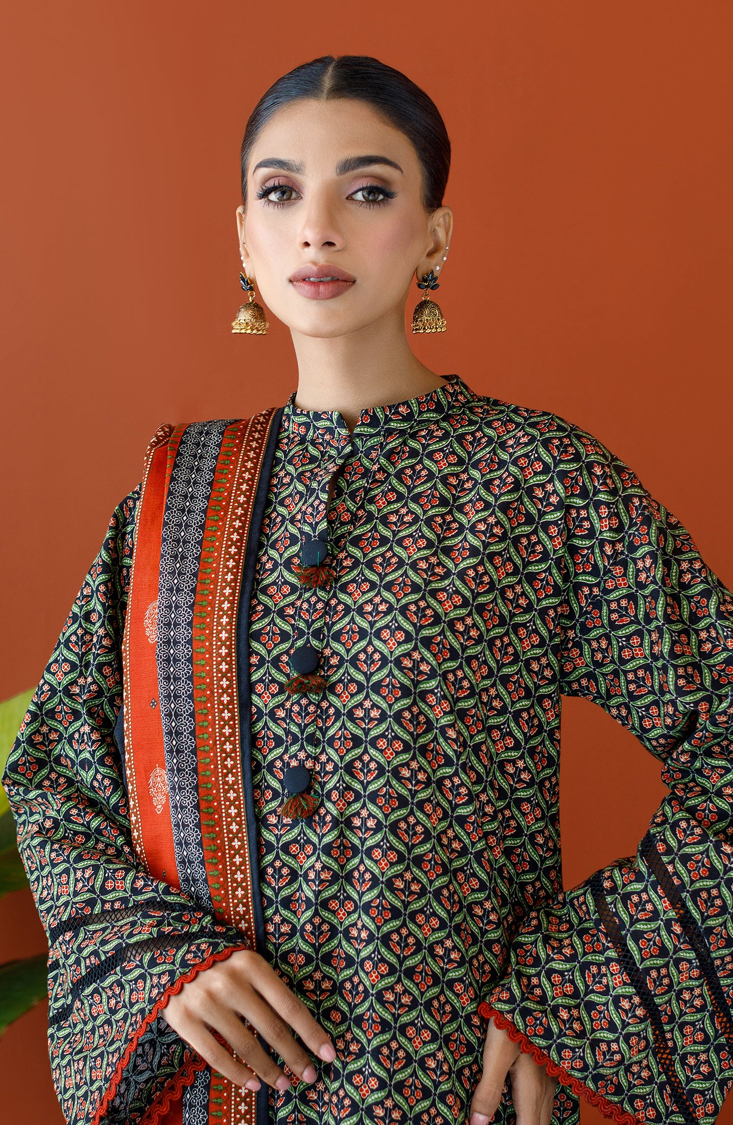 OTL-23-197/S BLACK KHADDAR Women READY TO WEAR SHIRT DUPATTA PANTS