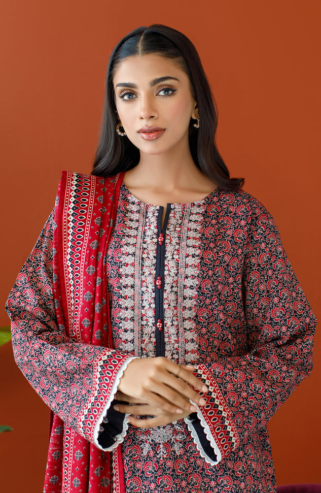 OTL-23-198/S BLACK KHADDAR Women READY TO WEAR SHIRT DUPATTA PANTS