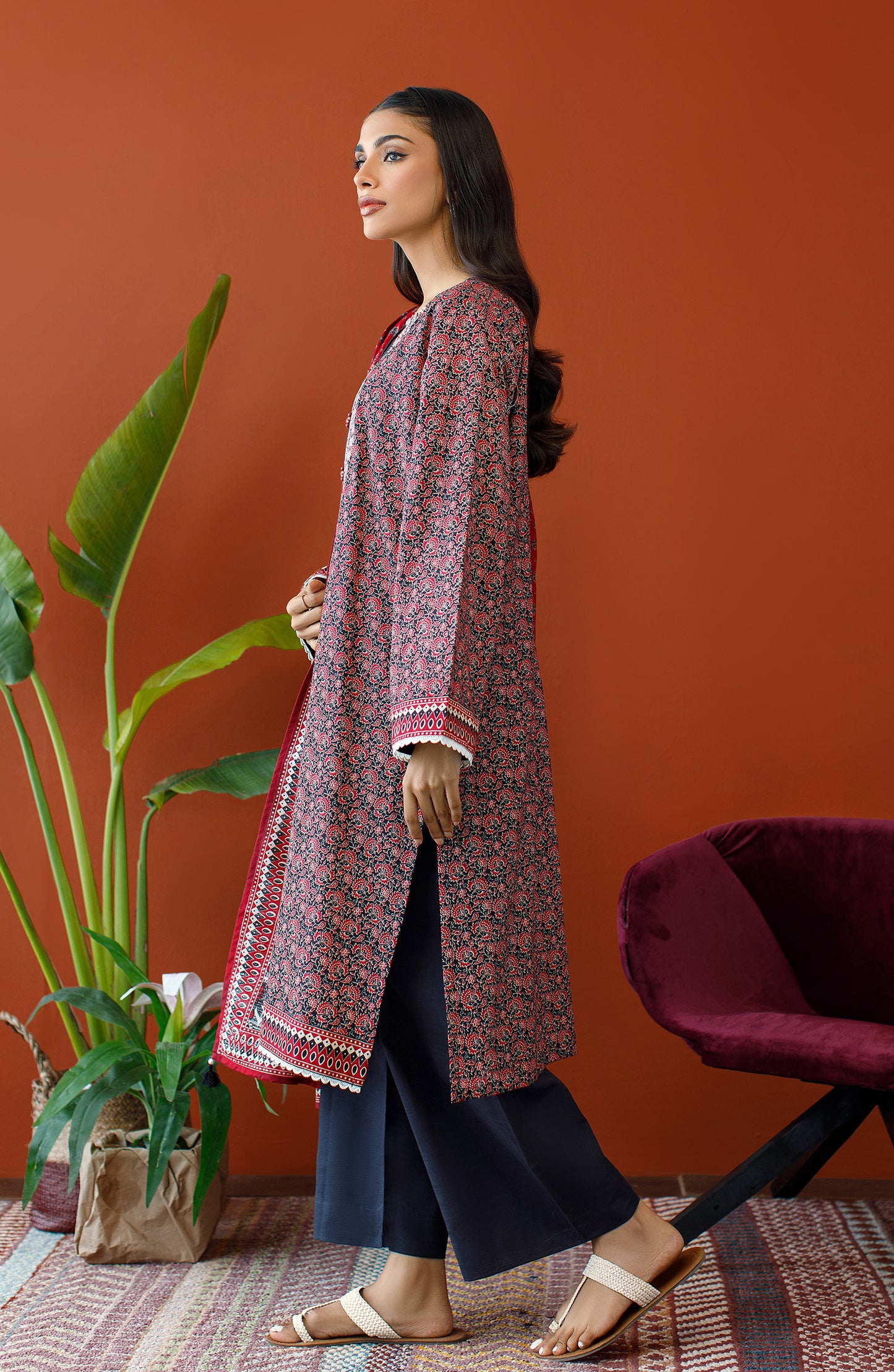 OTL-23-198/U BLACK KHADDAR Women UNSTITCHED SHIRT DUPATTA PANTS