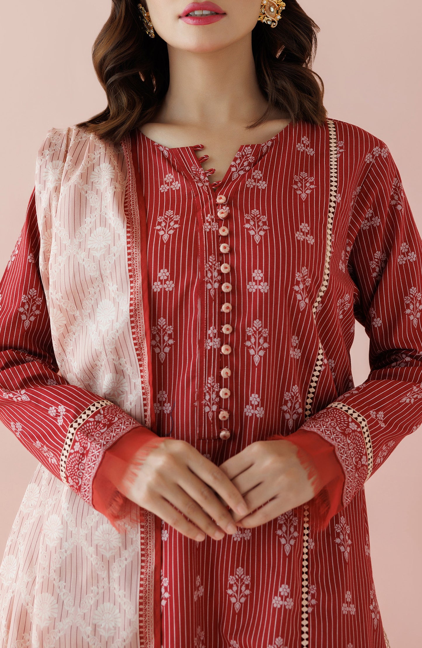 OTL-24-164/U MAROON LAWN Women UNSTITCHED SHIRT DUPATTA PANTS