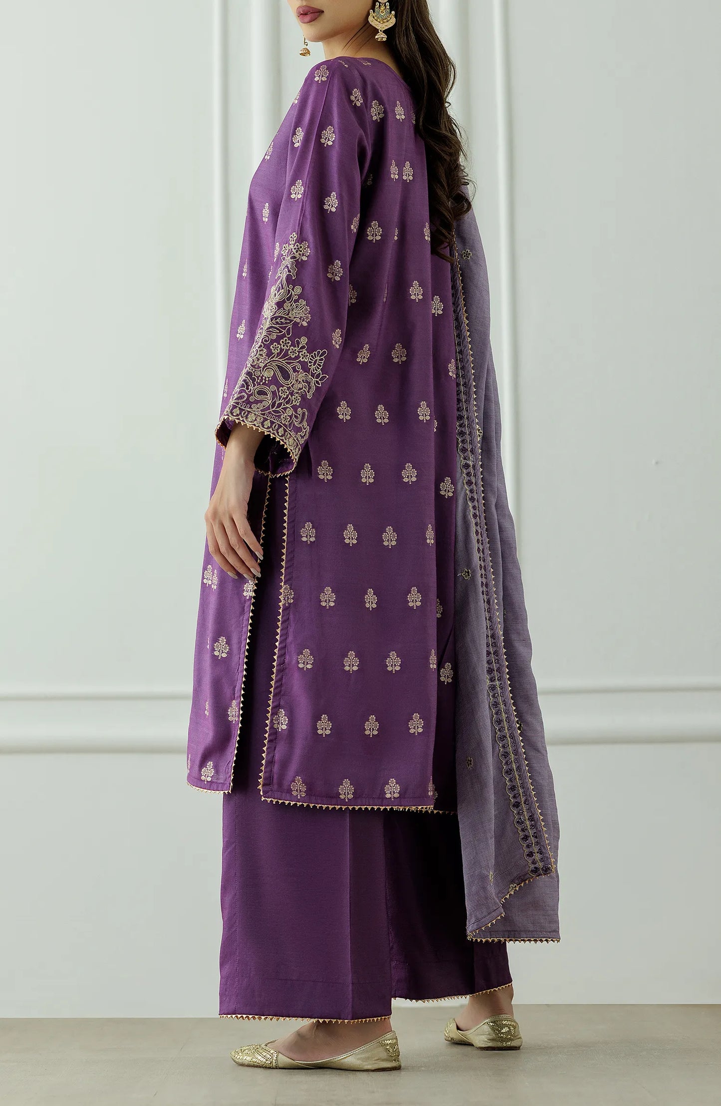 Stitched | 3 Piece | Embroidered | Jacquard Shirt | OTL-25-411/S PURPLE