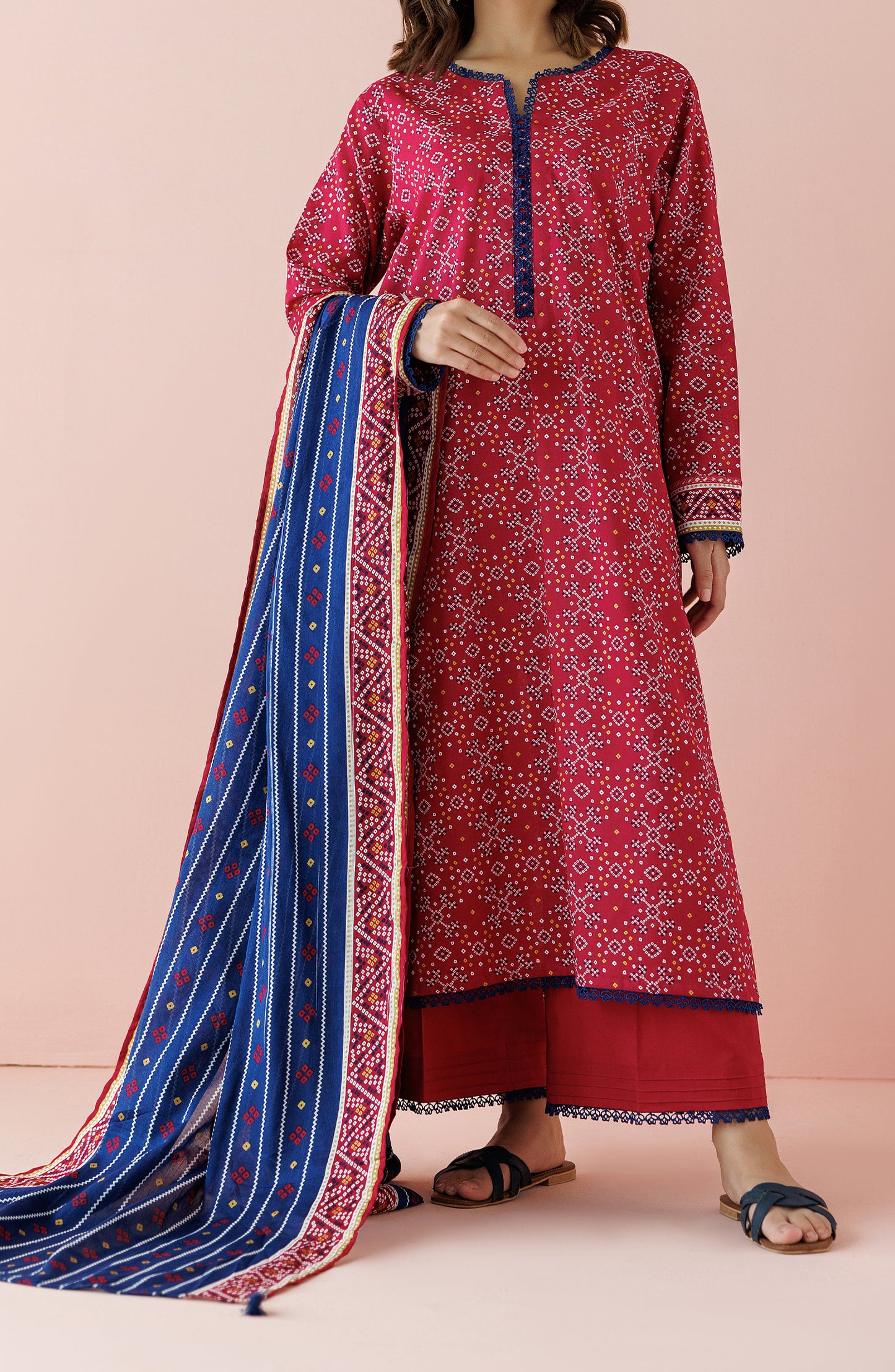 OTL-24-179/U PINK LAWN Women UNSTITCHED SHIRT DUPATTA PANTS