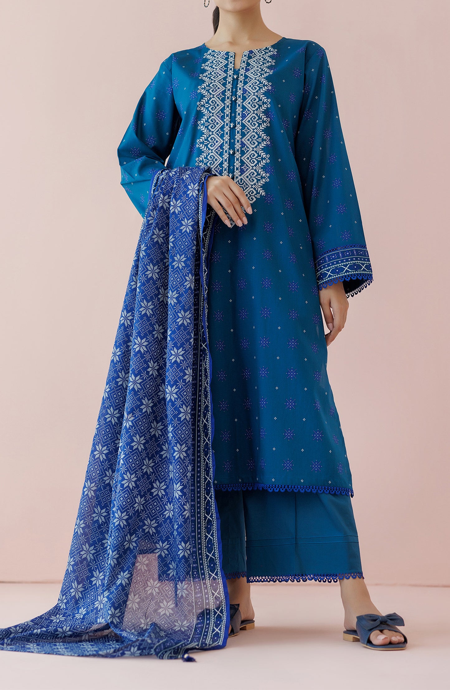 OTL-24-074/U TEAL LAWN Women UNSTITCHED SHIRT DUPATTA PANTS