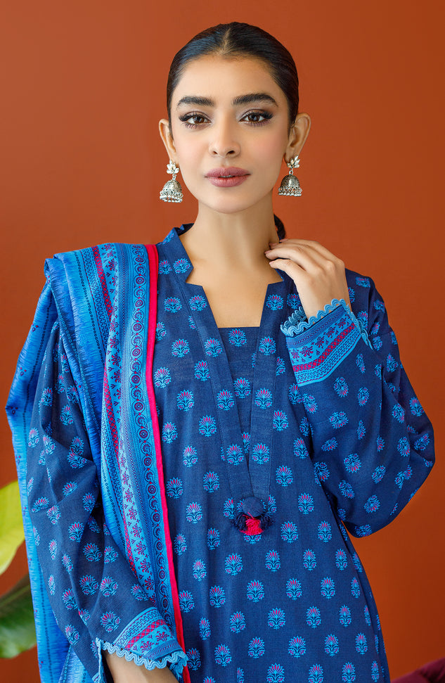 OTL-23-201/U NAVY KHADDAR Women UNSTITCHED SHIRT DUPATTA PANTS
