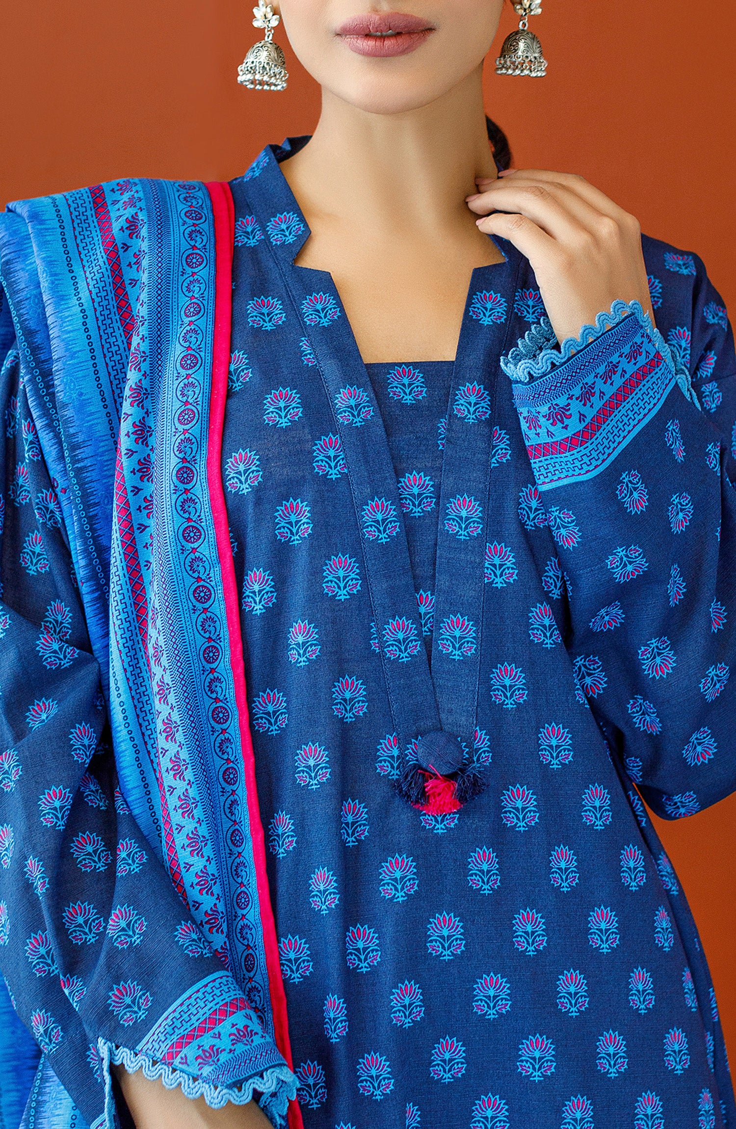 OTL-23-201/S NAVY KHADDAR Women READY TO WEAR SHIRT DUPATTA PANTS