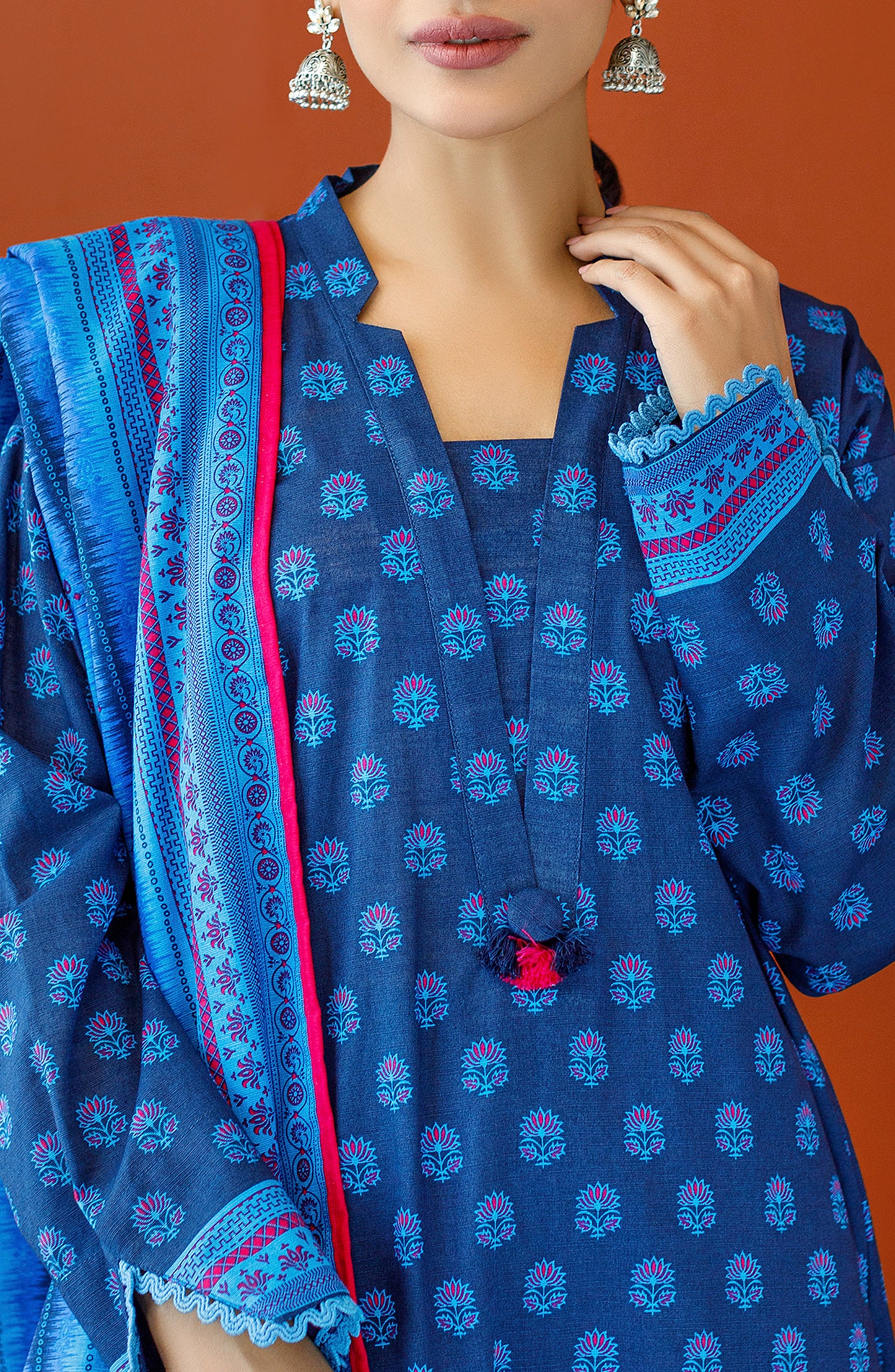 OTL-23-201/S NAVY KHADDAR Women READY TO WEAR SHIRT DUPATTA PANTS