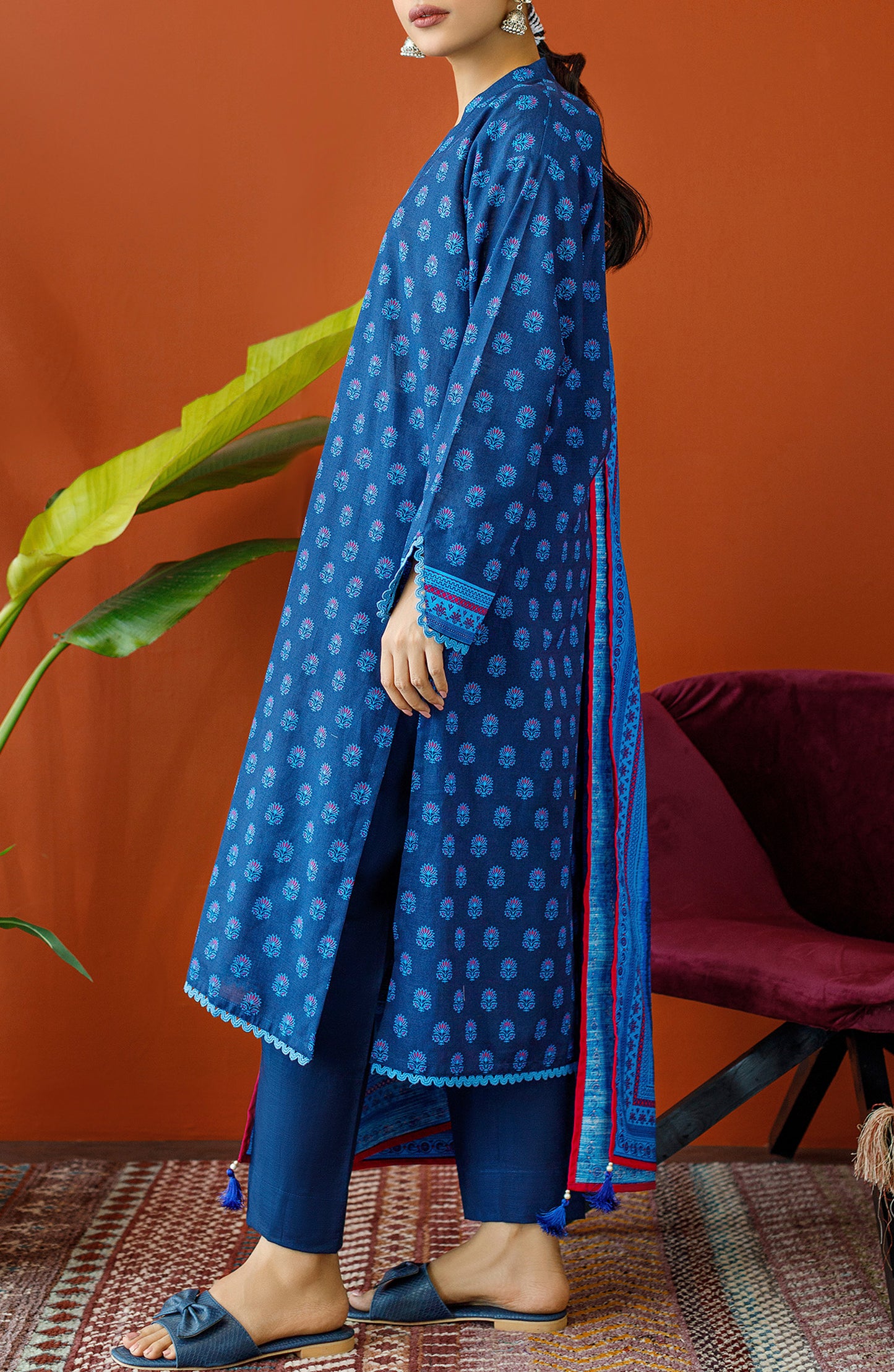 OTL-23-201/S NAVY KHADDAR Women READY TO WEAR SHIRT DUPATTA PANTS