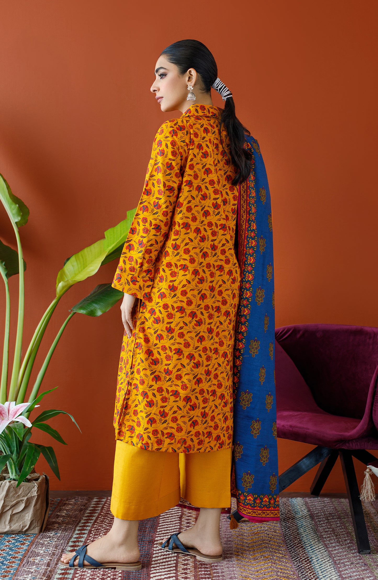OTL-23-203/S YELLOW KHADDAR Women READY TO WEAR SHIRT DUPATTA PANTS