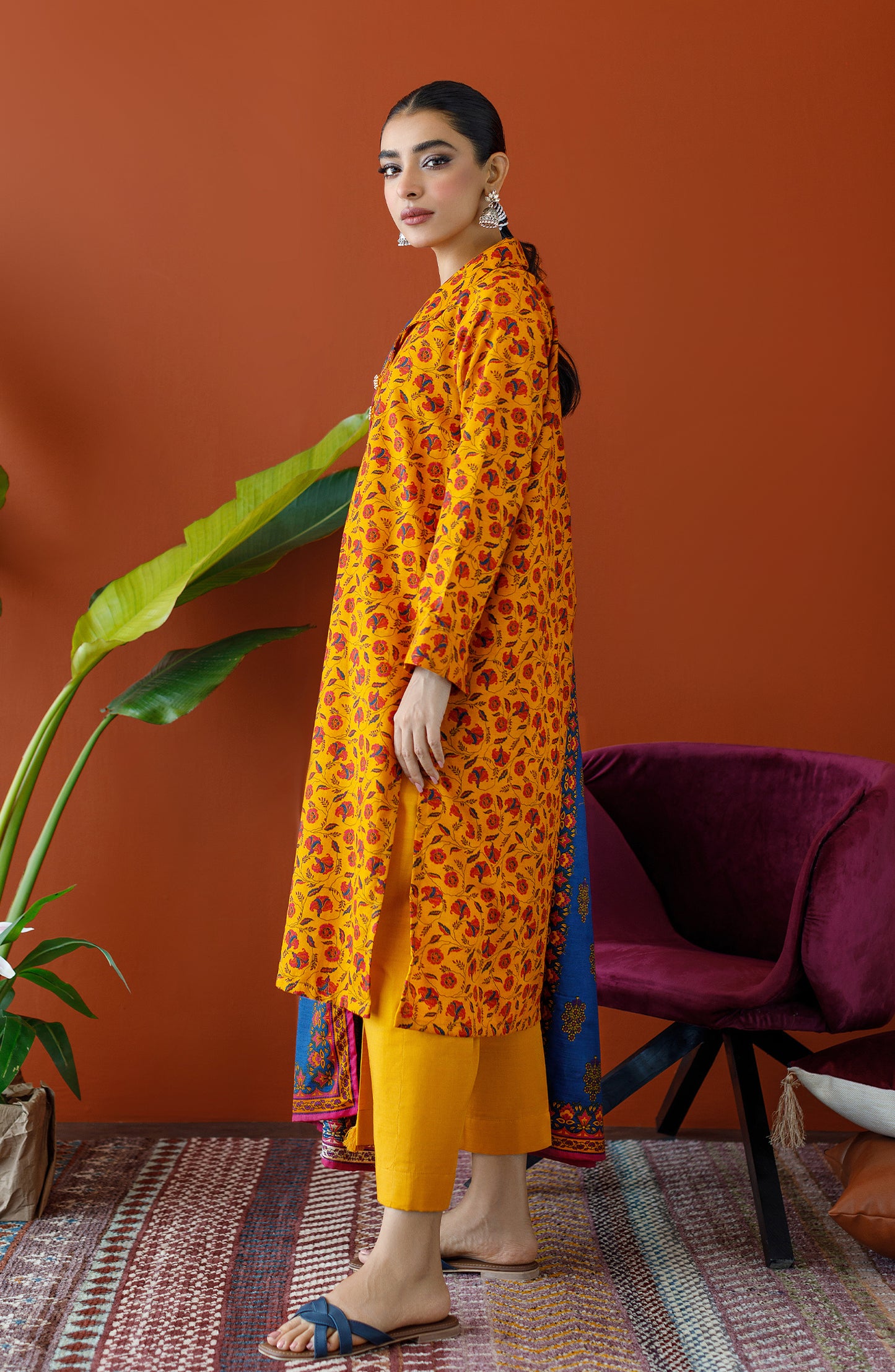 OTL-23-203/S YELLOW KHADDAR Women READY TO WEAR SHIRT DUPATTA PANTS