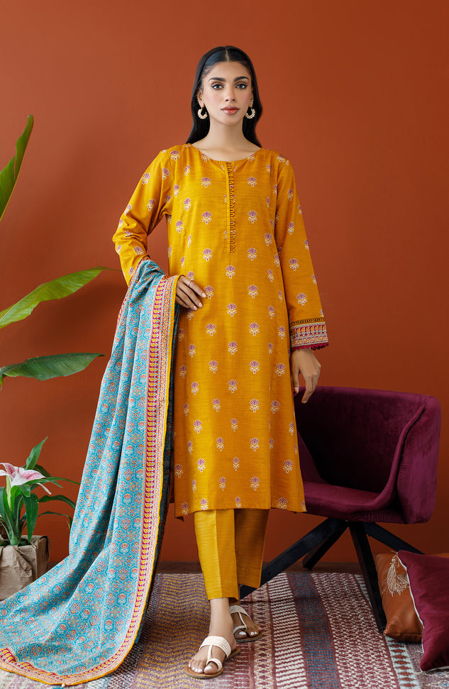 OTL-23-210/S MUSTARD KHADDAR Women READY TO WEAR SHIRT DUPATTA PANTS