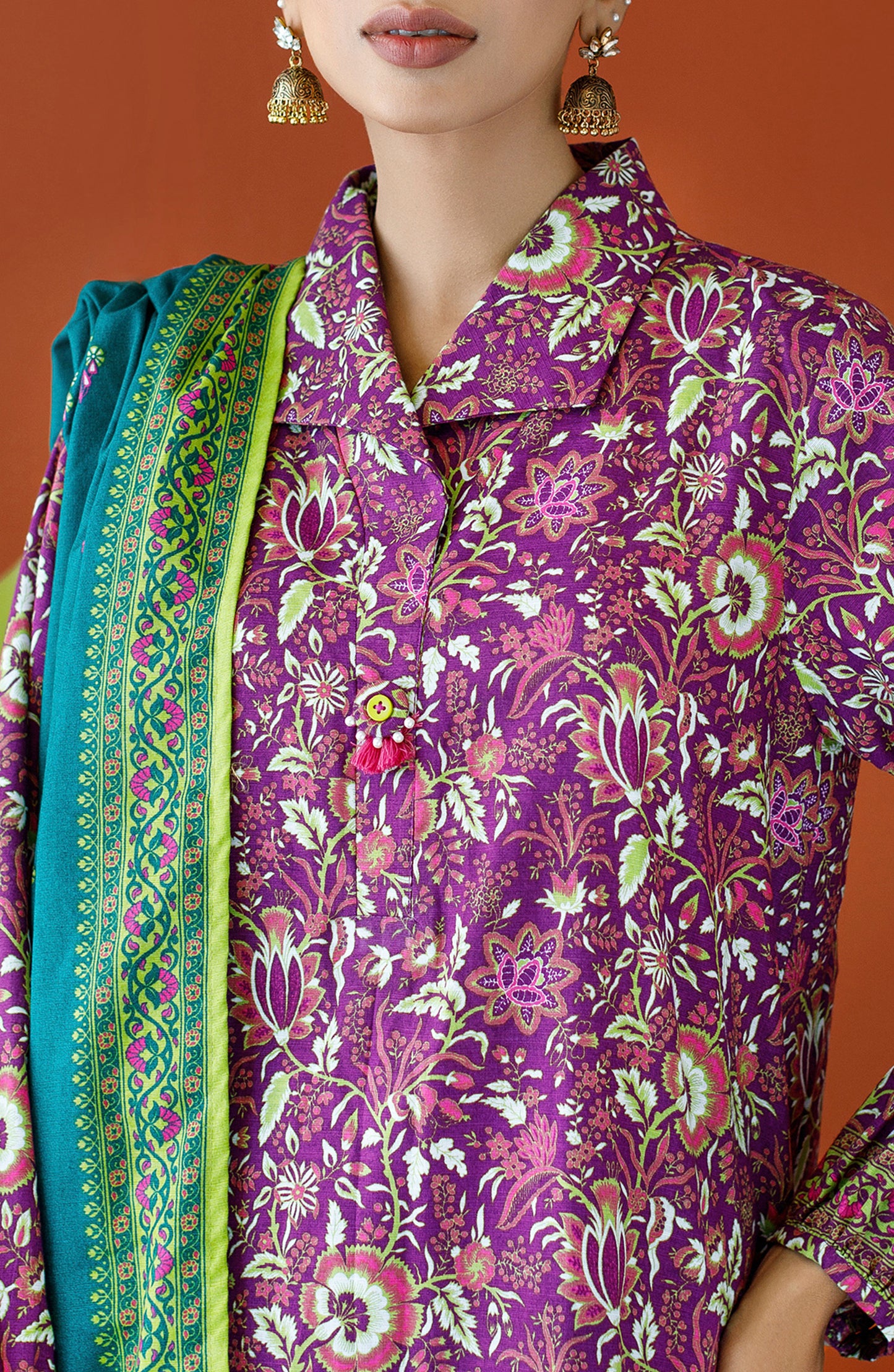 OTL-23-231/U MAGENTA KHADDAR Women UNSTITCHED SHIRT DUPATTA PANTS