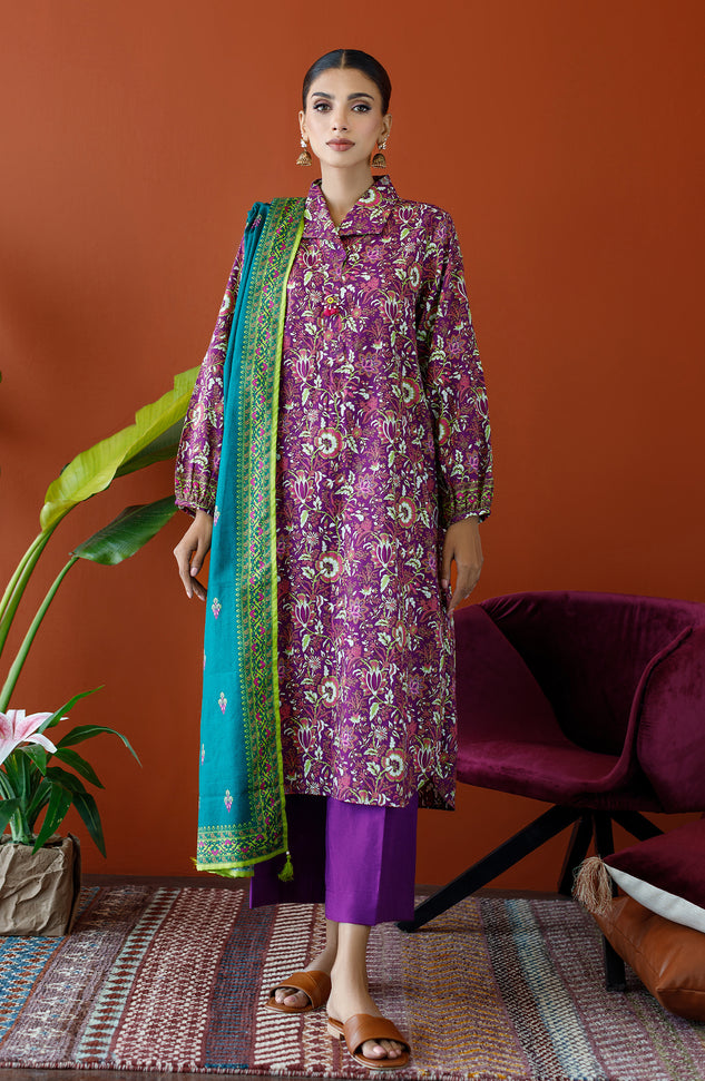 OTL-23-231/U MAGENTA KHADDAR Women UNSTITCHED SHIRT DUPATTA PANTS