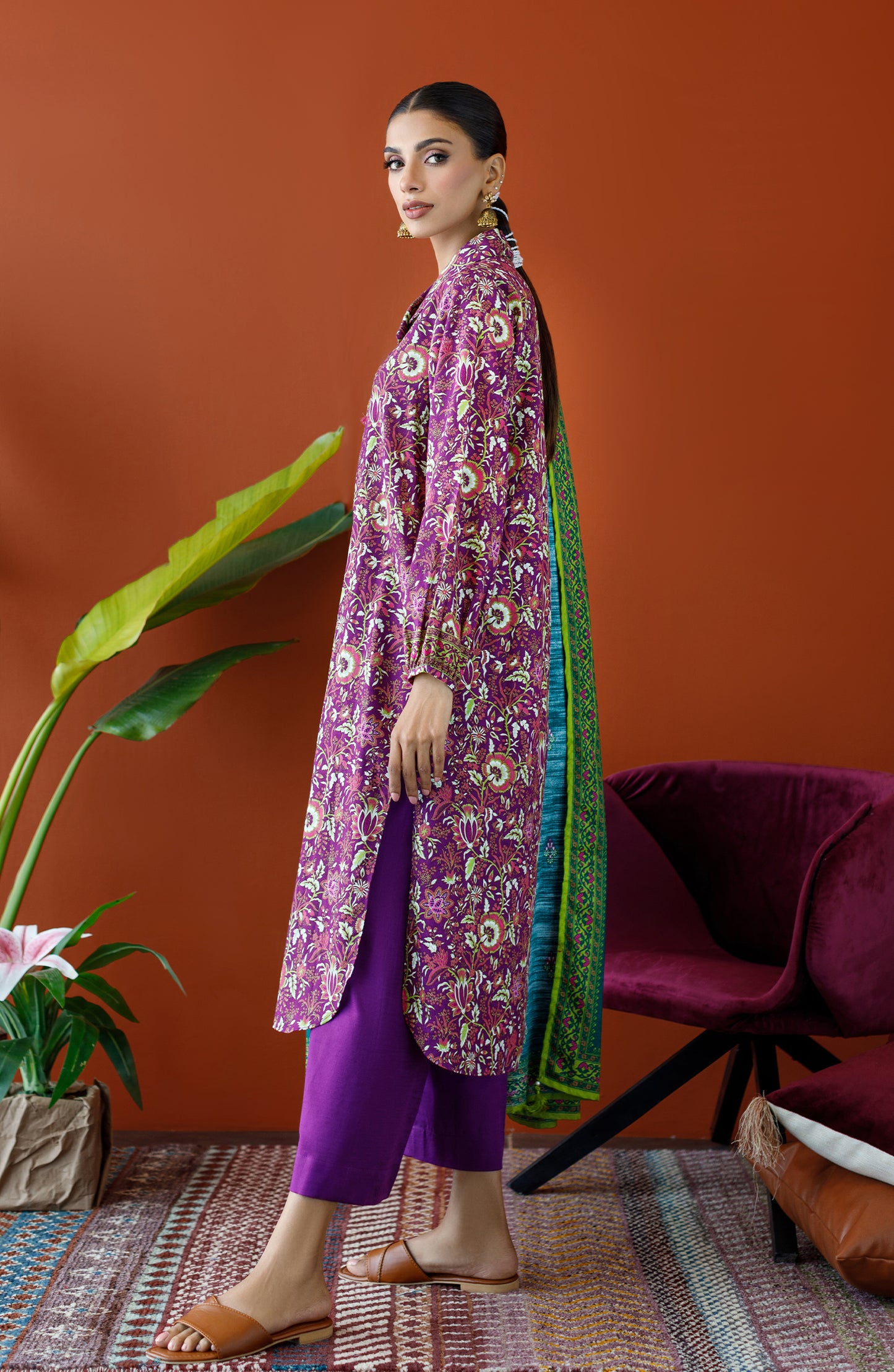 OTL-23-231/S MAGENTA KHADDAR Women READY TO WEAR SHIRT DUPATTA PANTS