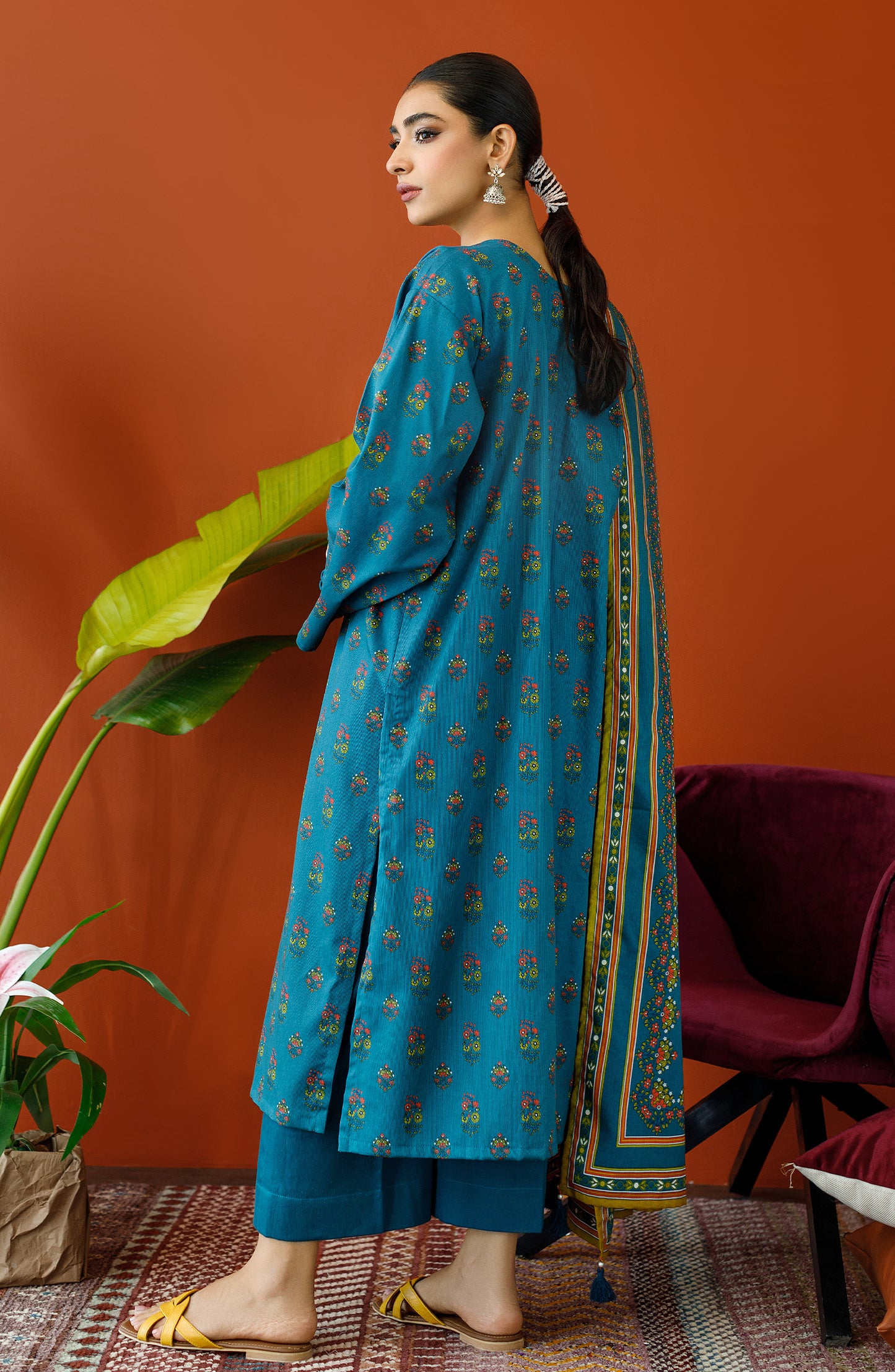 OTL-23-233/U TEAL COTTEL Women UNSTITCHED SHIRT DUPATTA PANTS