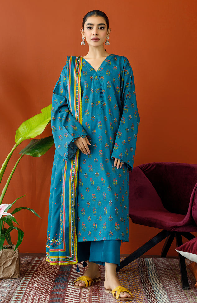 OTL-23-233/U TEAL COTTEL Women UNSTITCHED SHIRT DUPATTA PANTS