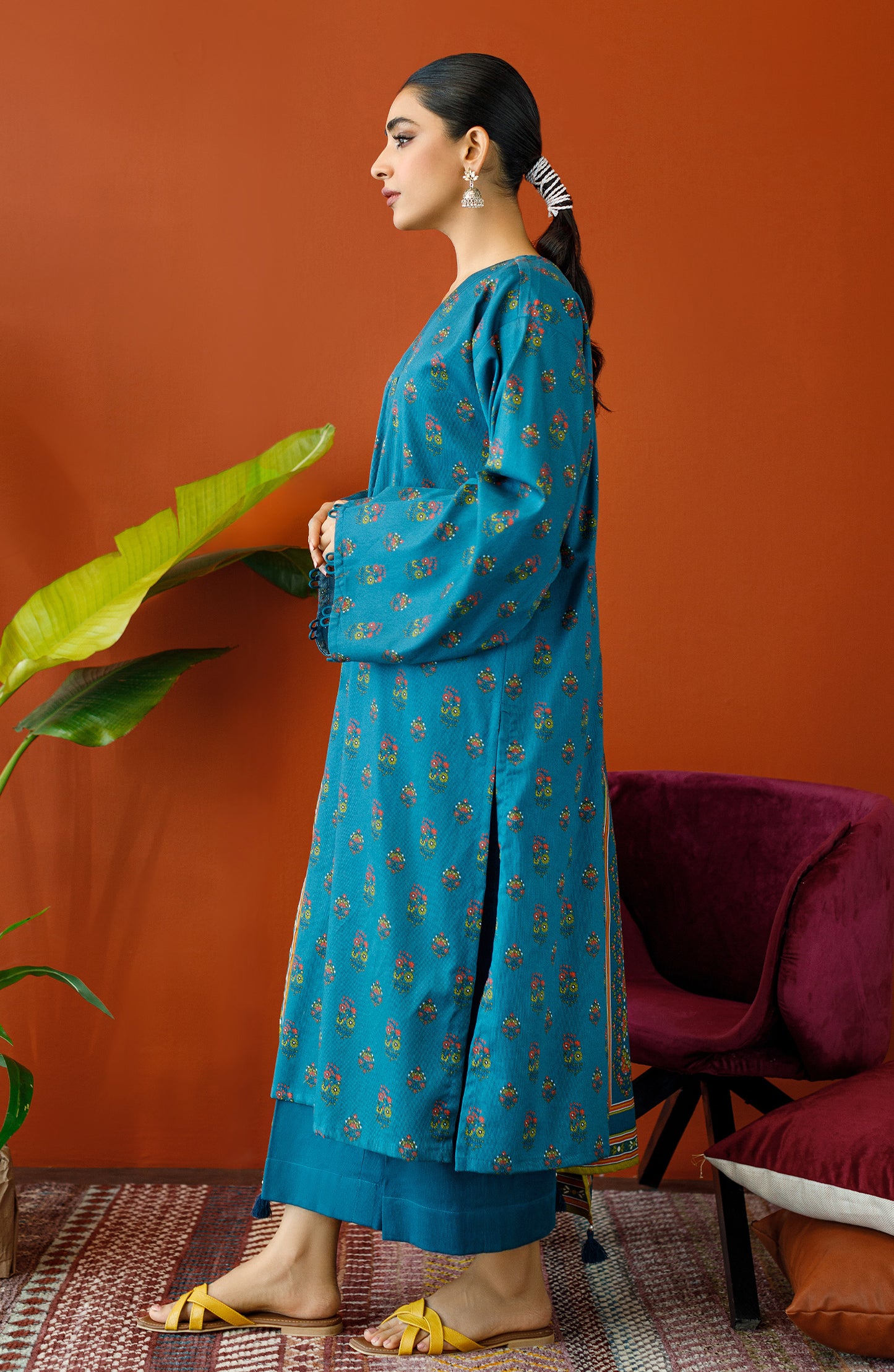 OTL-23-233/U TEAL COTTEL Women UNSTITCHED SHIRT DUPATTA PANTS