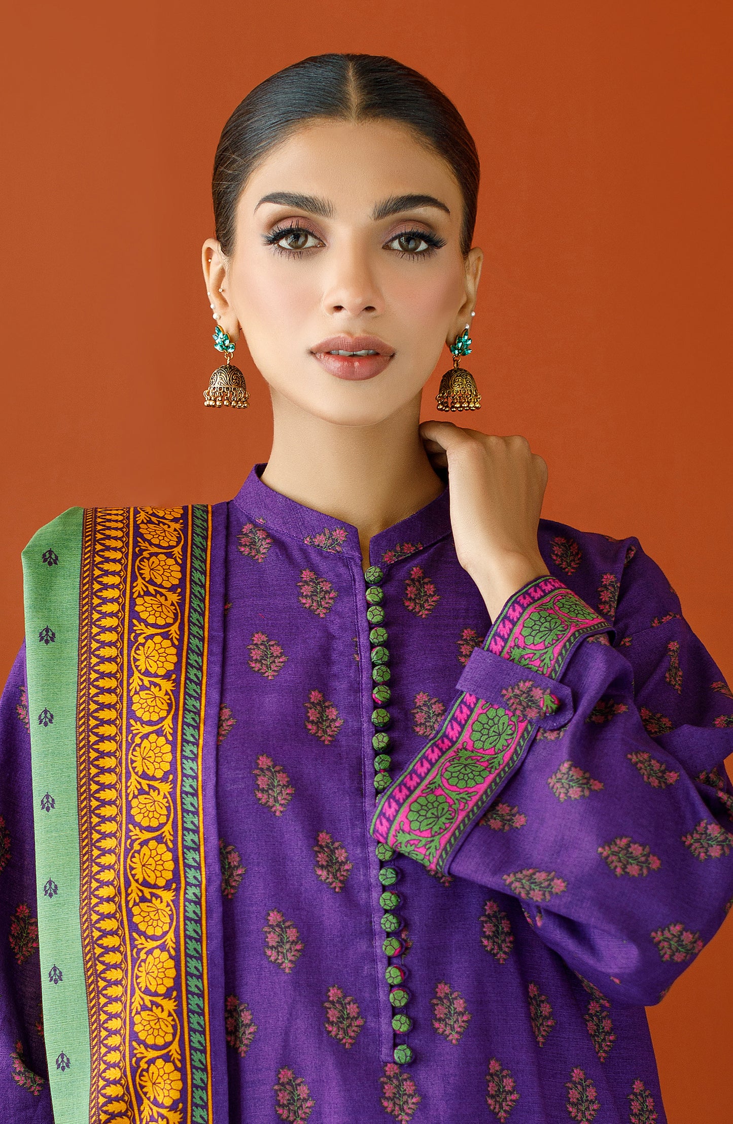 OTL-23-239/S PURPLE KHADDAR Women READY TO WEAR SHIRT DUPATTA PANTS