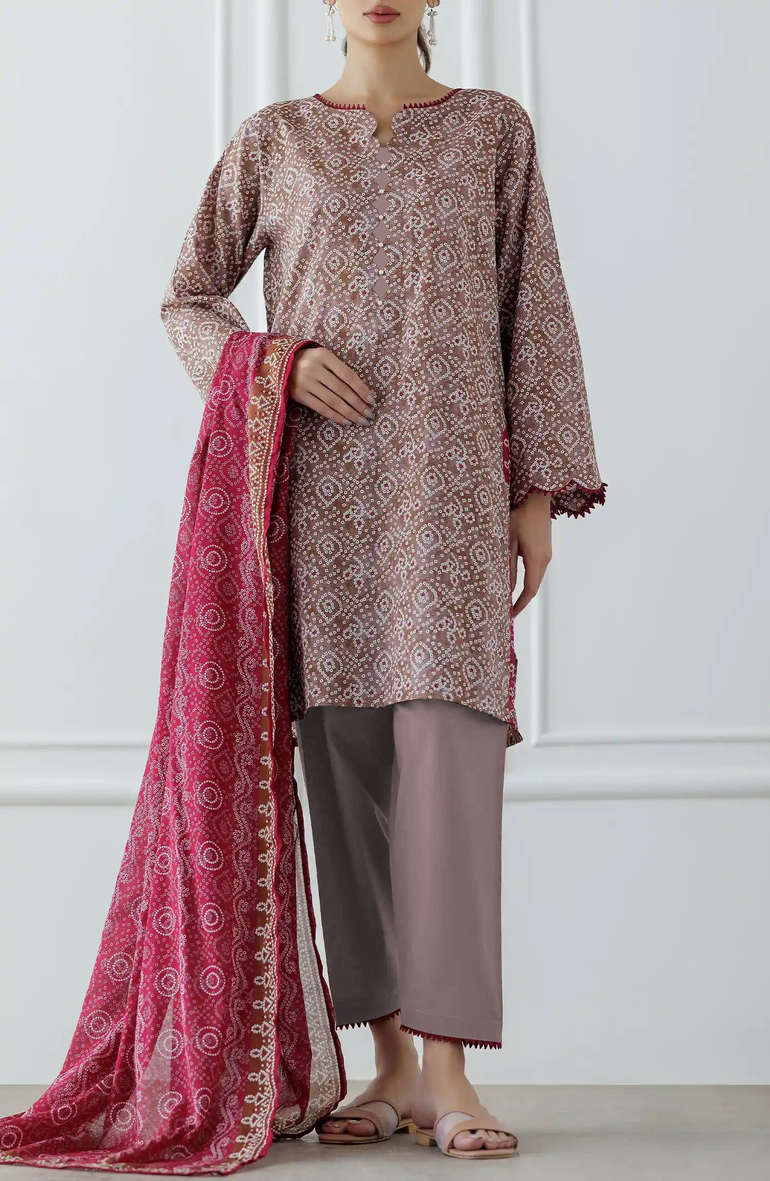 UNSTITCHED Printed Lawn Shirt Dupatta & Pant - 3 Piece Suits - OTL-25-308