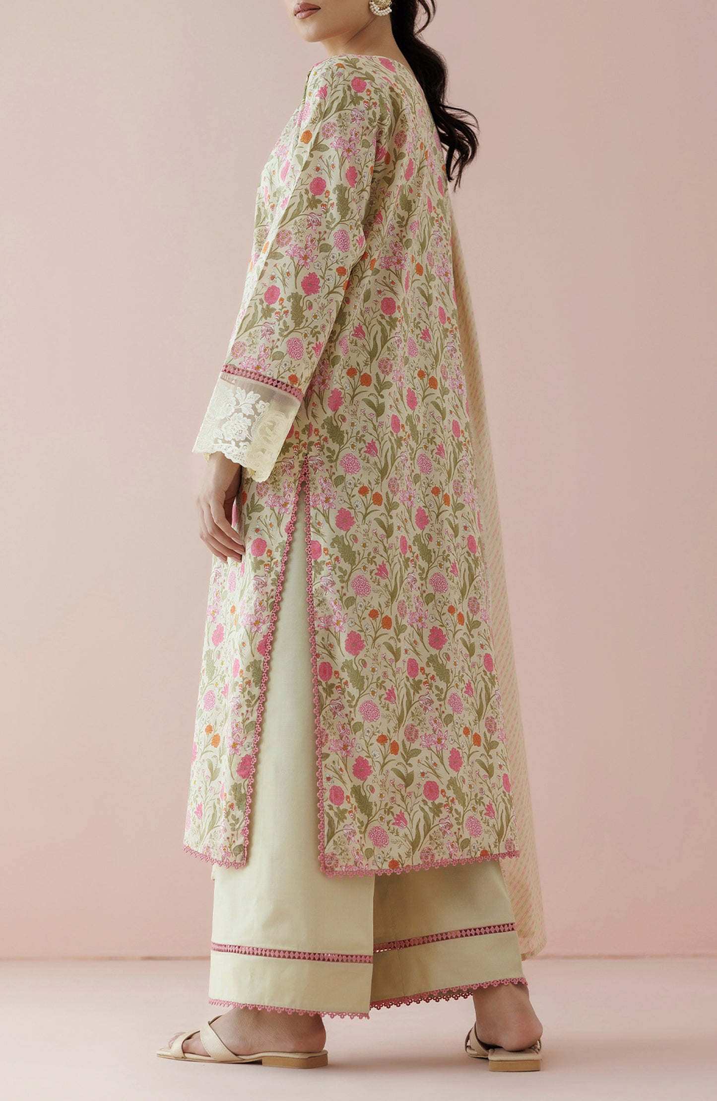 OTL-24-175/U BEIGE LAWN Women UNSTITCHED SHIRT DUPATTA PANTS