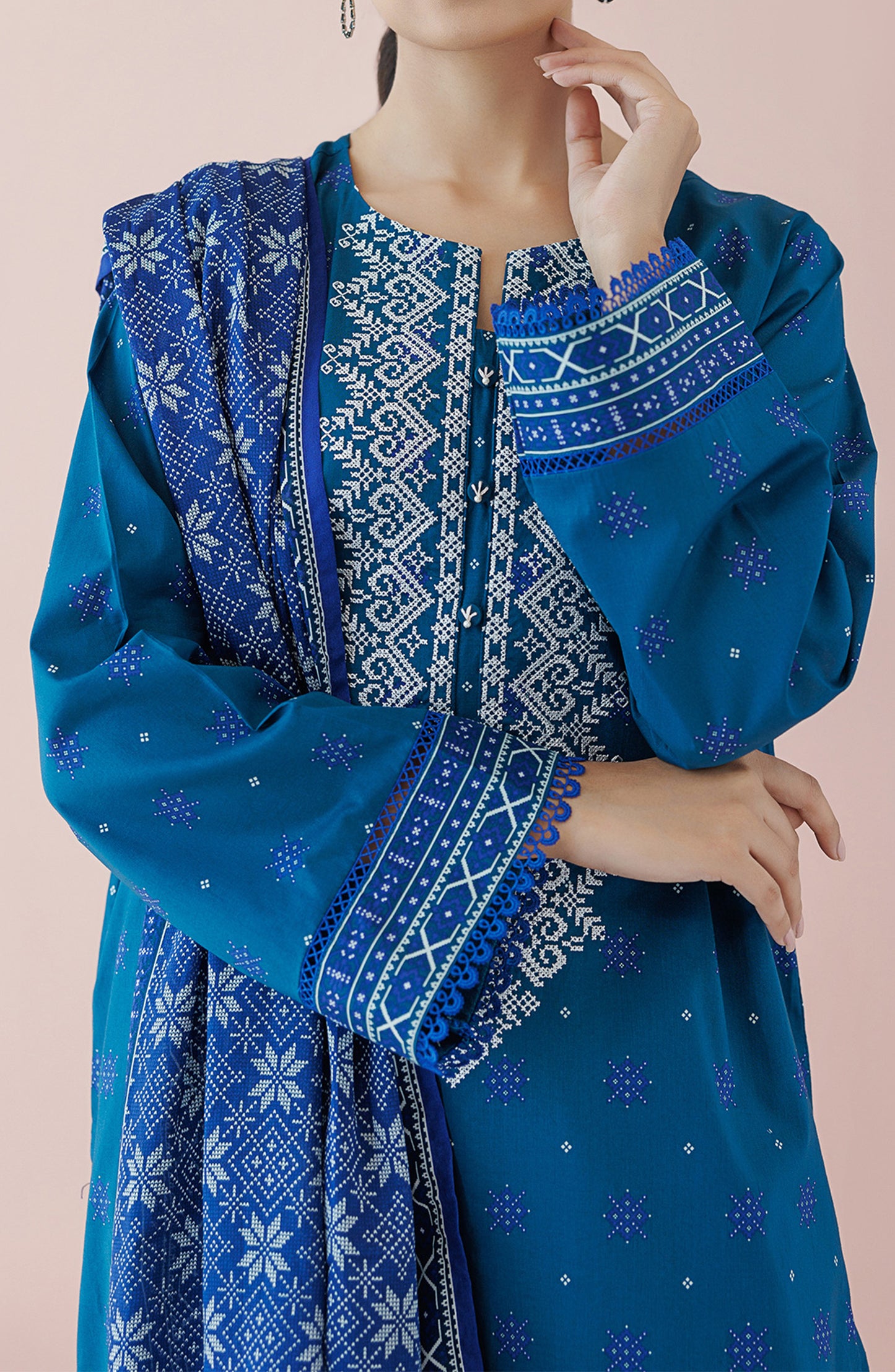 OTL-24-074/U TEAL LAWN Women UNSTITCHED SHIRT DUPATTA PANTS