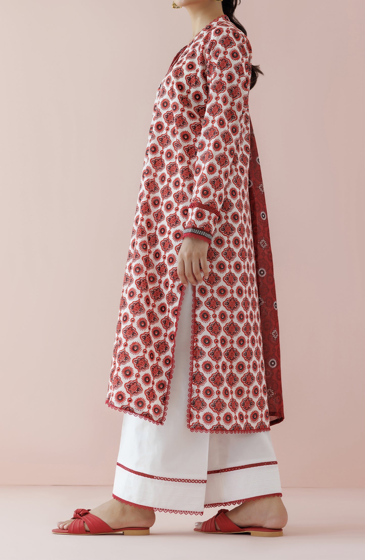 OTL-24-158/U BEIGE LAWN Women UNSTITCHED SHIRT DUPATTA PANTS