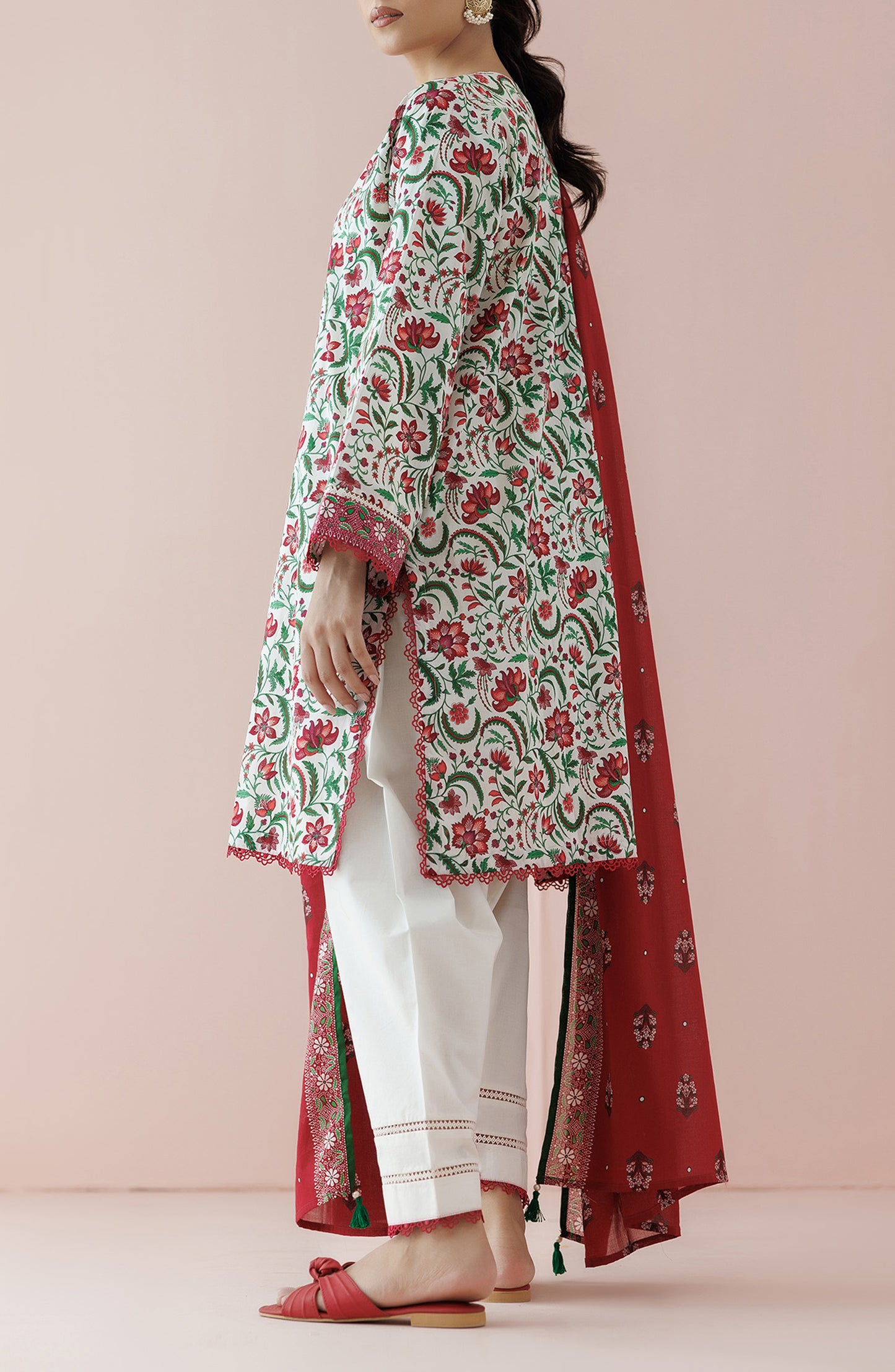 OTL-24-072/U BEIGE LAWN Women UNSTITCHED SHIRT DUPATTA PANTS