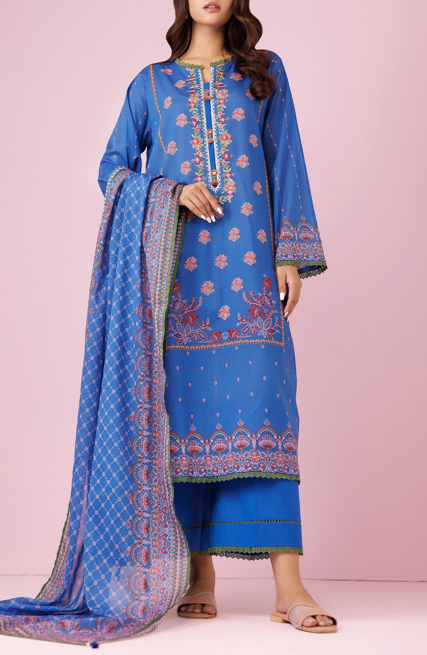 OTL-24-407/U BLUE LAWN Women UNSTITCHED SHIRT DUPATTA PANTS