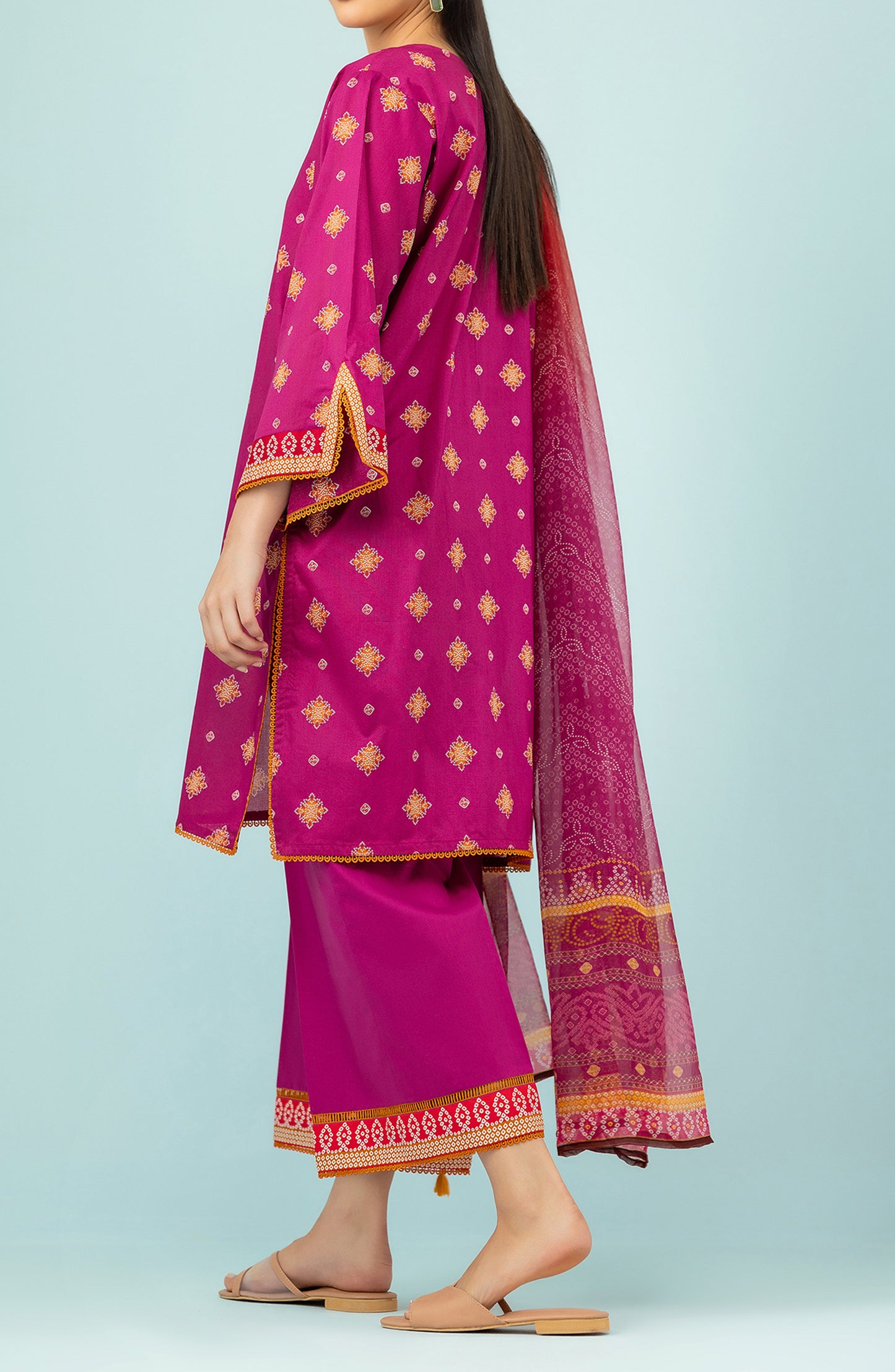 OTL-24-110/U MAGENTA LAWN Women UNSTITCHED SHIRT DUPATTA PANTS