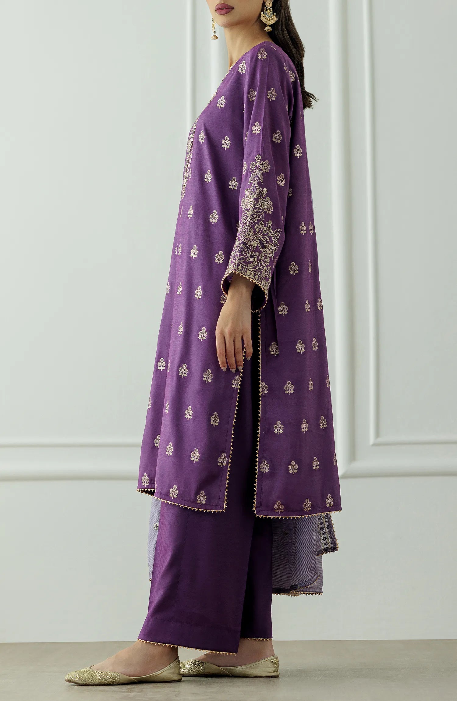 Stitched | 3 Piece | Embroidered | Jacquard Shirt | OTL-25-411/S PURPLE