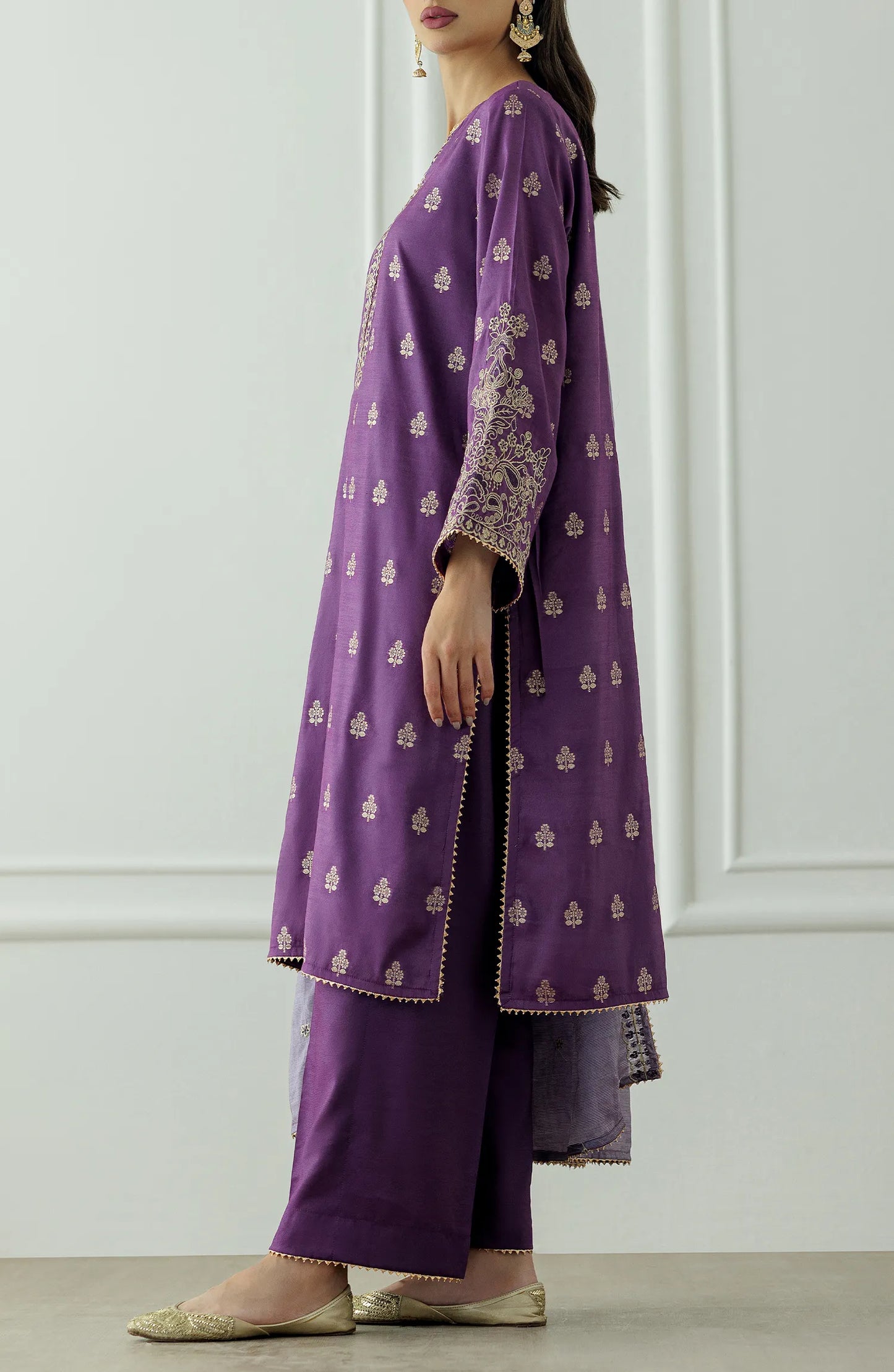 Stitched | 3 Piece | Embroidered | Jacquard Shirt | OTL-25-411/S PURPLE