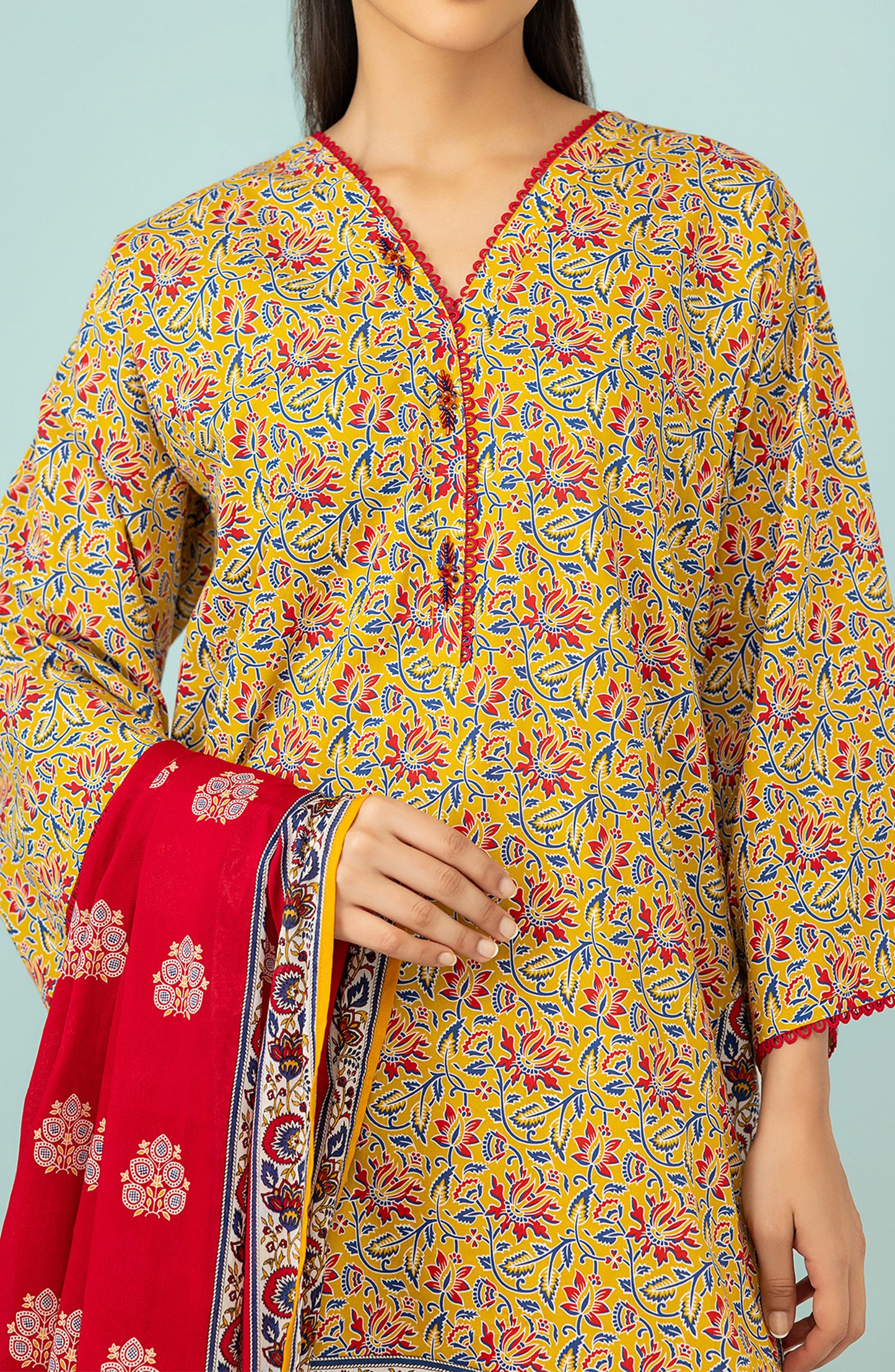 OTL-24-198/U YELLOW LAWN Women UNSTITCHED SHIRT DUPATTA PANTS